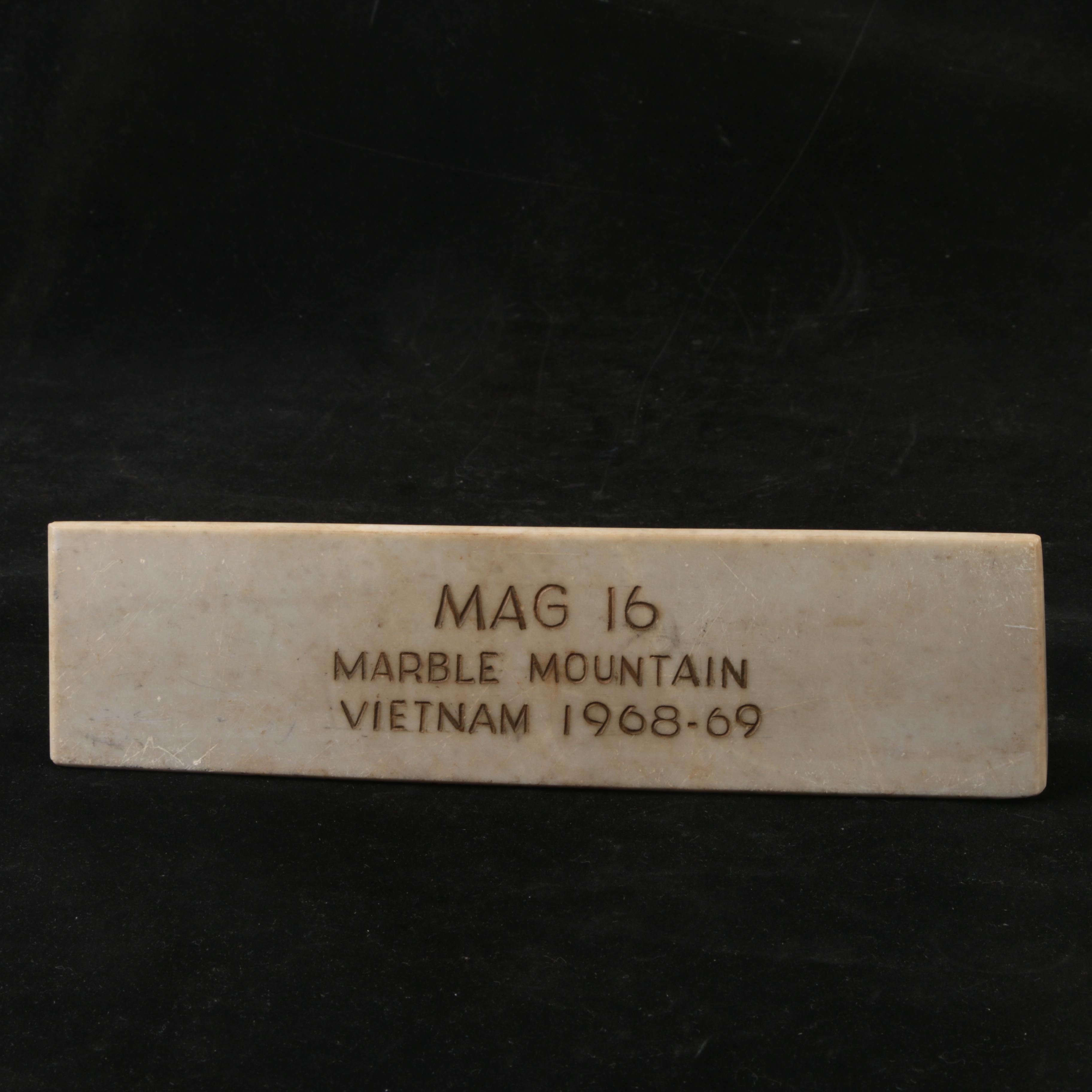 USMC Marble Nameplate from Marble Mountain Air Facility