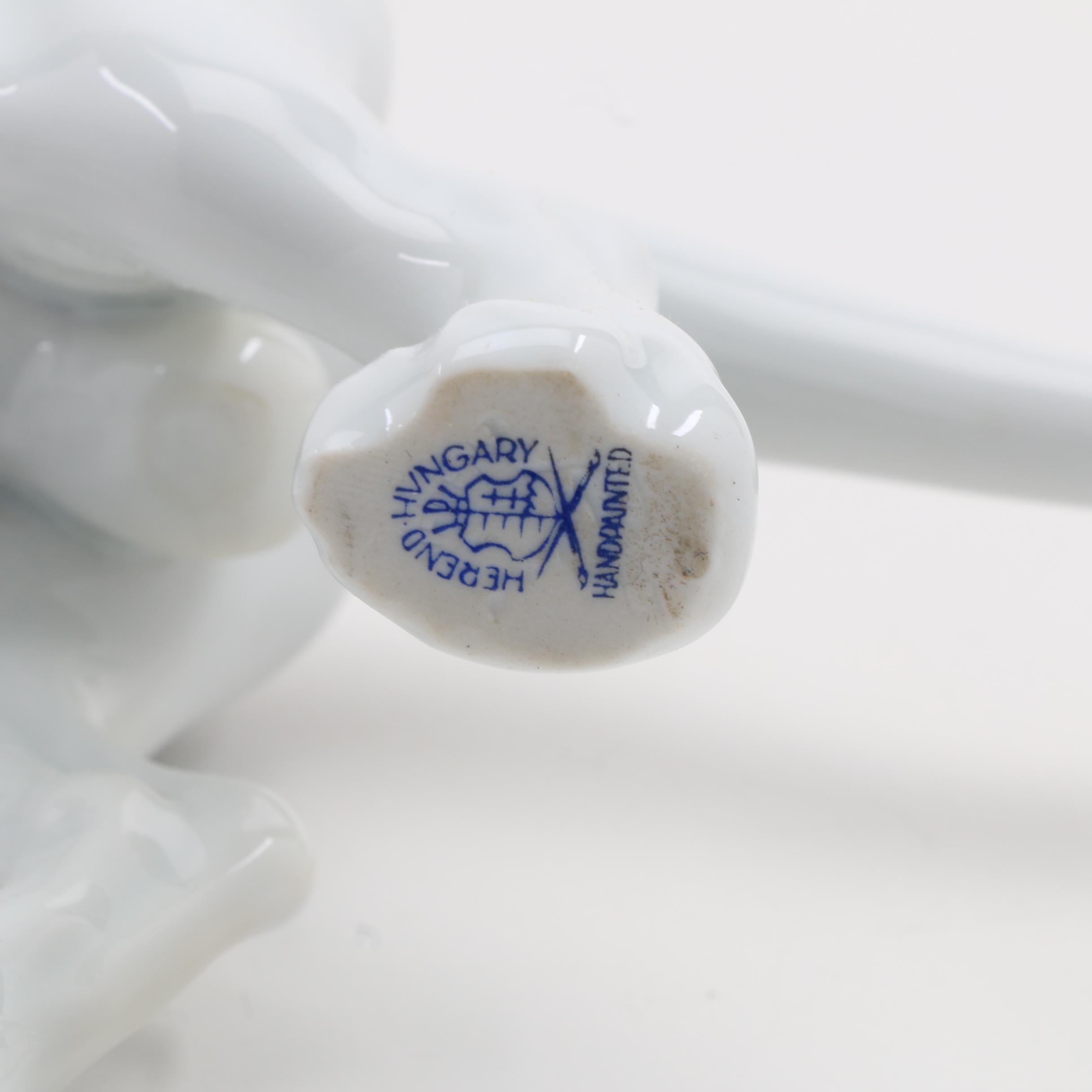 Herend Porcelain Dachshund Figure in Glossy White Glaze