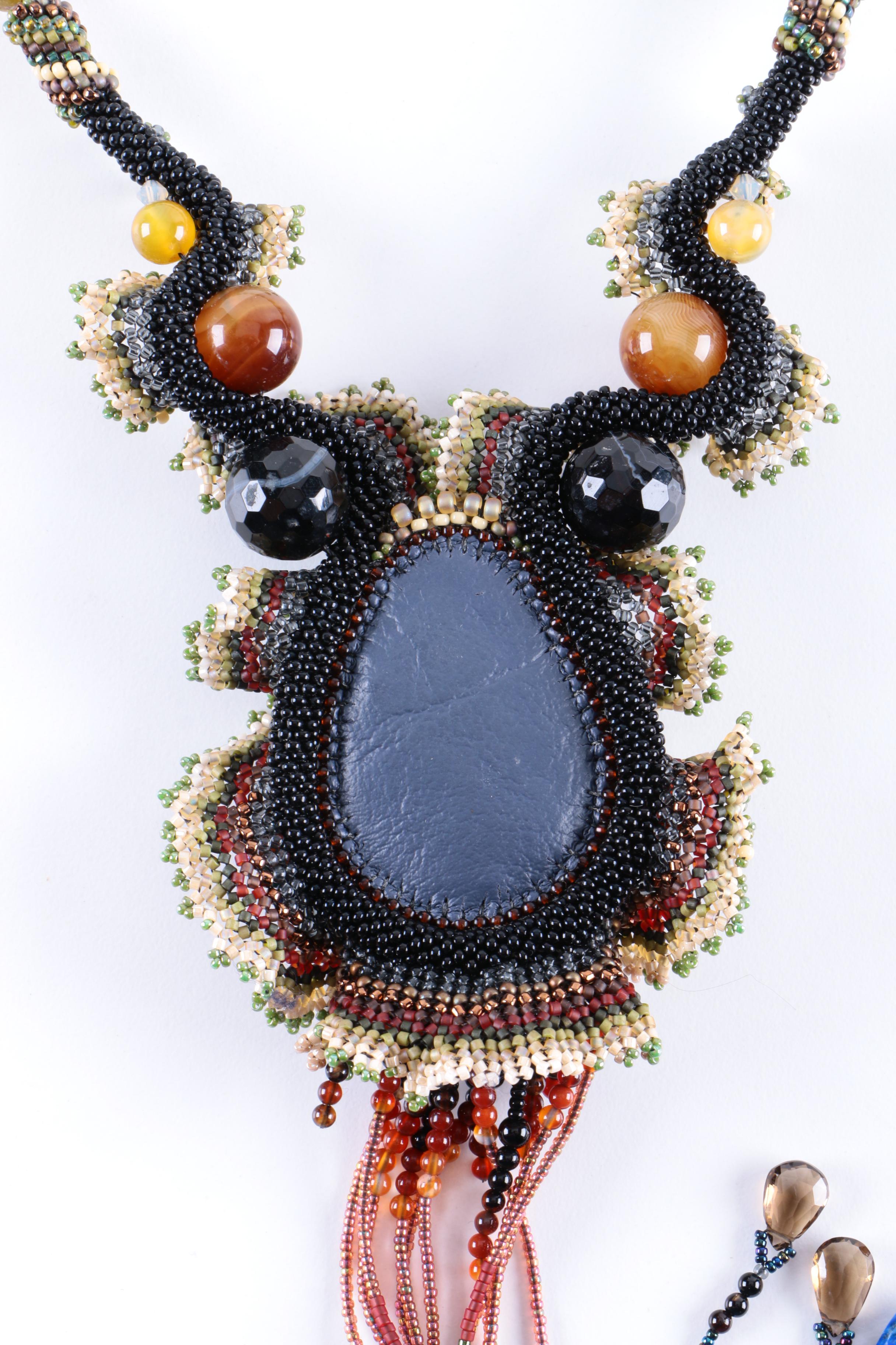 Sharon Edelman Sterling Silver and Gemstone Statement Necklaces