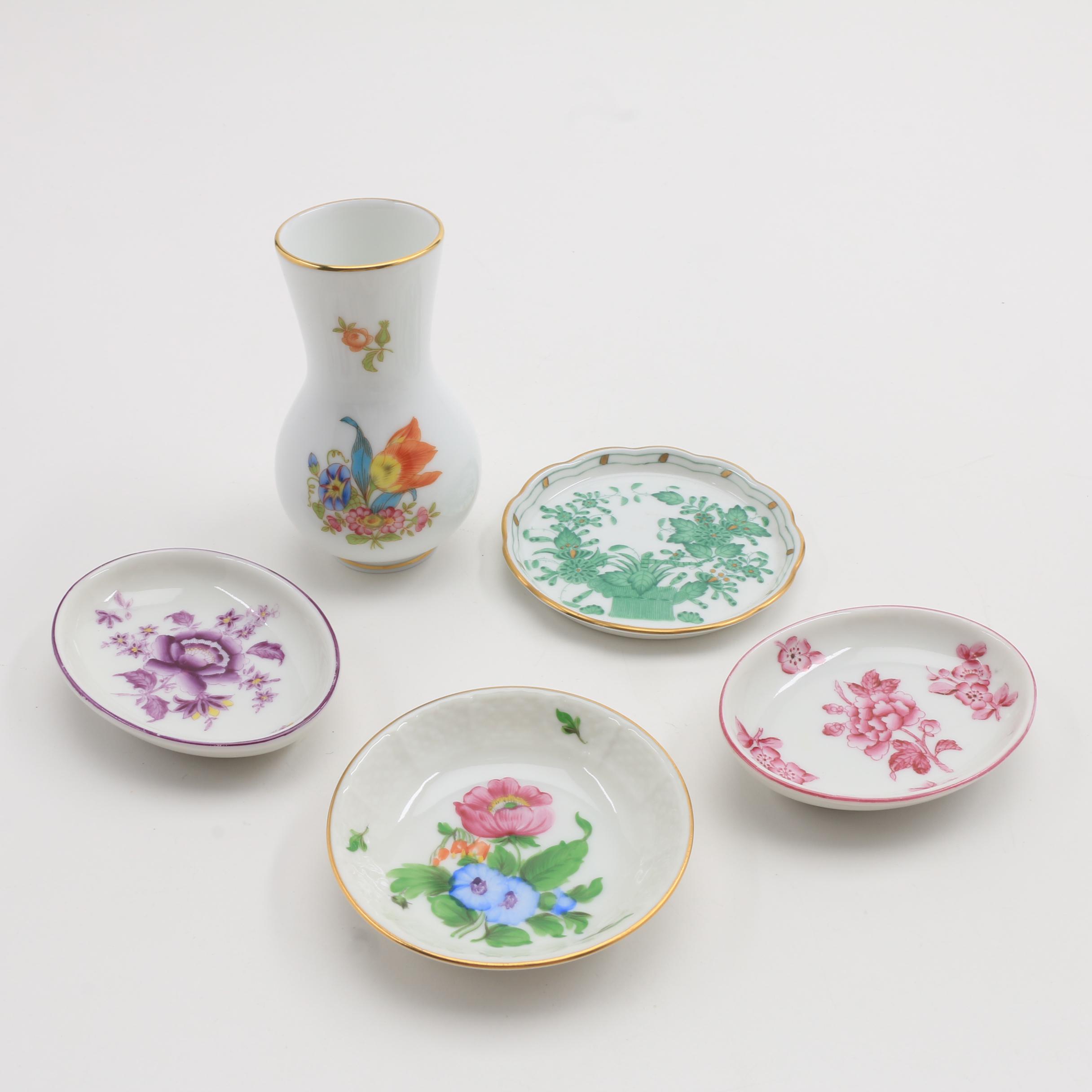 Herend Porcelain Butter Pats and Tiny vase