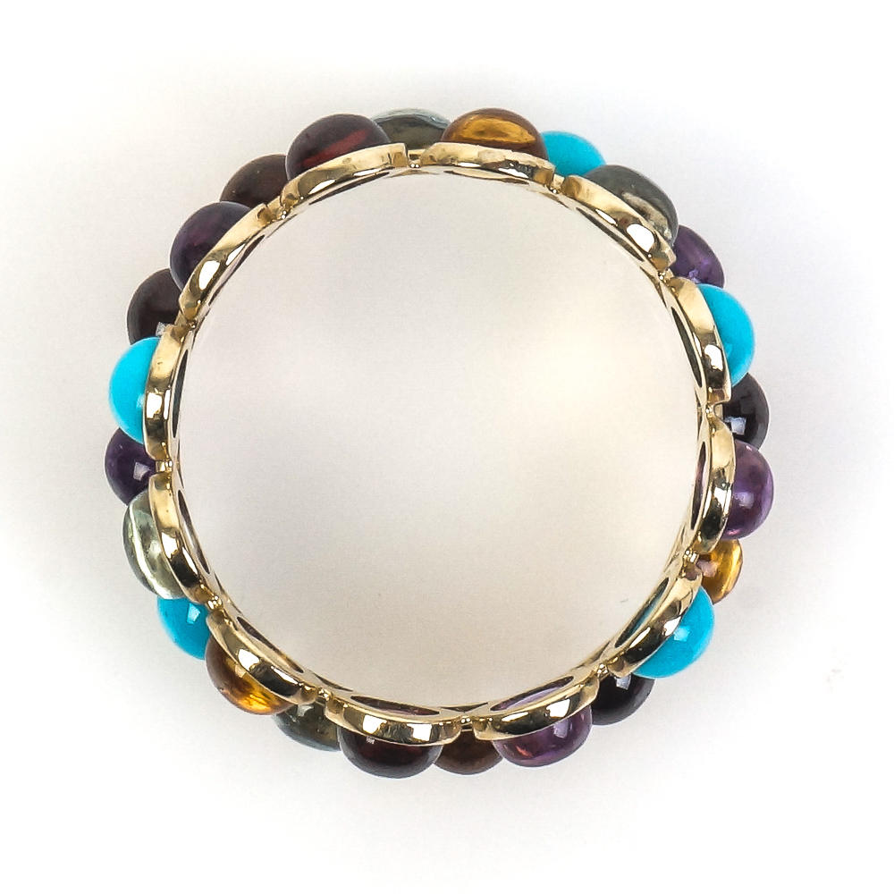 14K Yellow Gold and Double-Row Multi-Stone Band