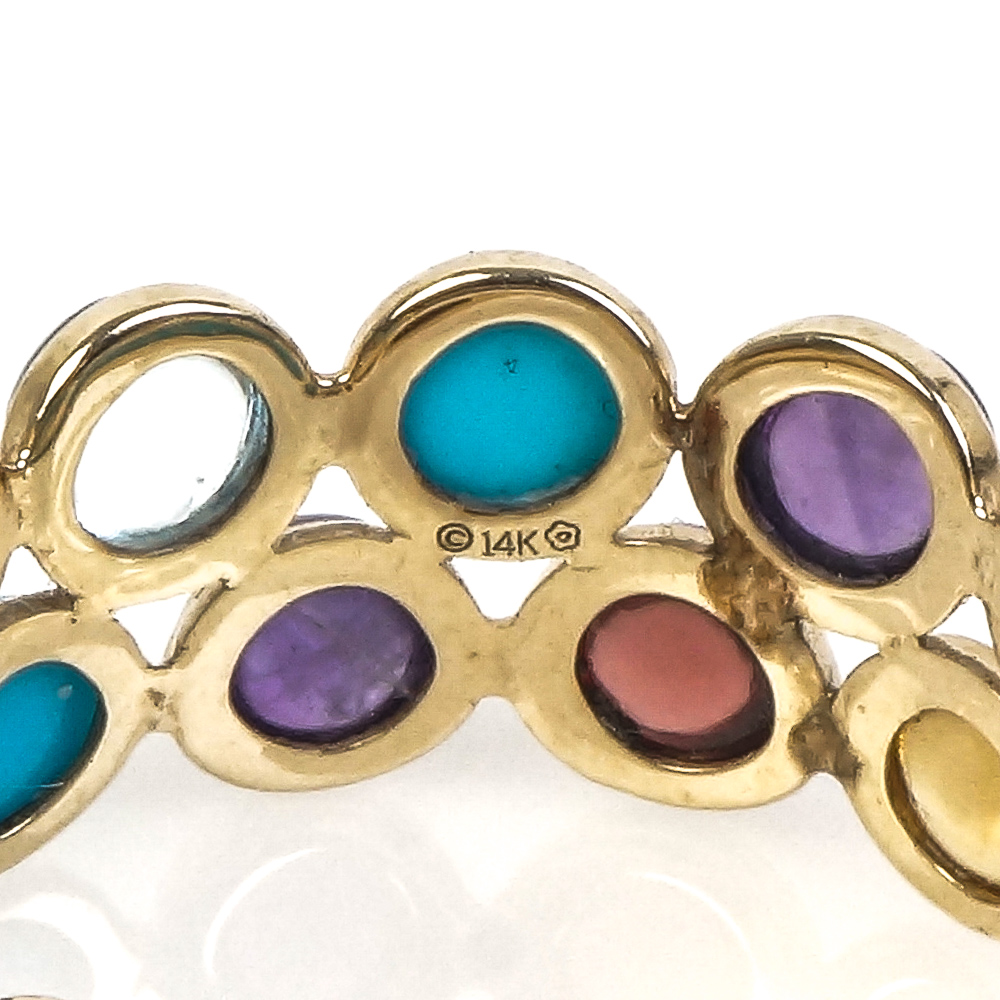 14K Yellow Gold and Double-Row Multi-Stone Band