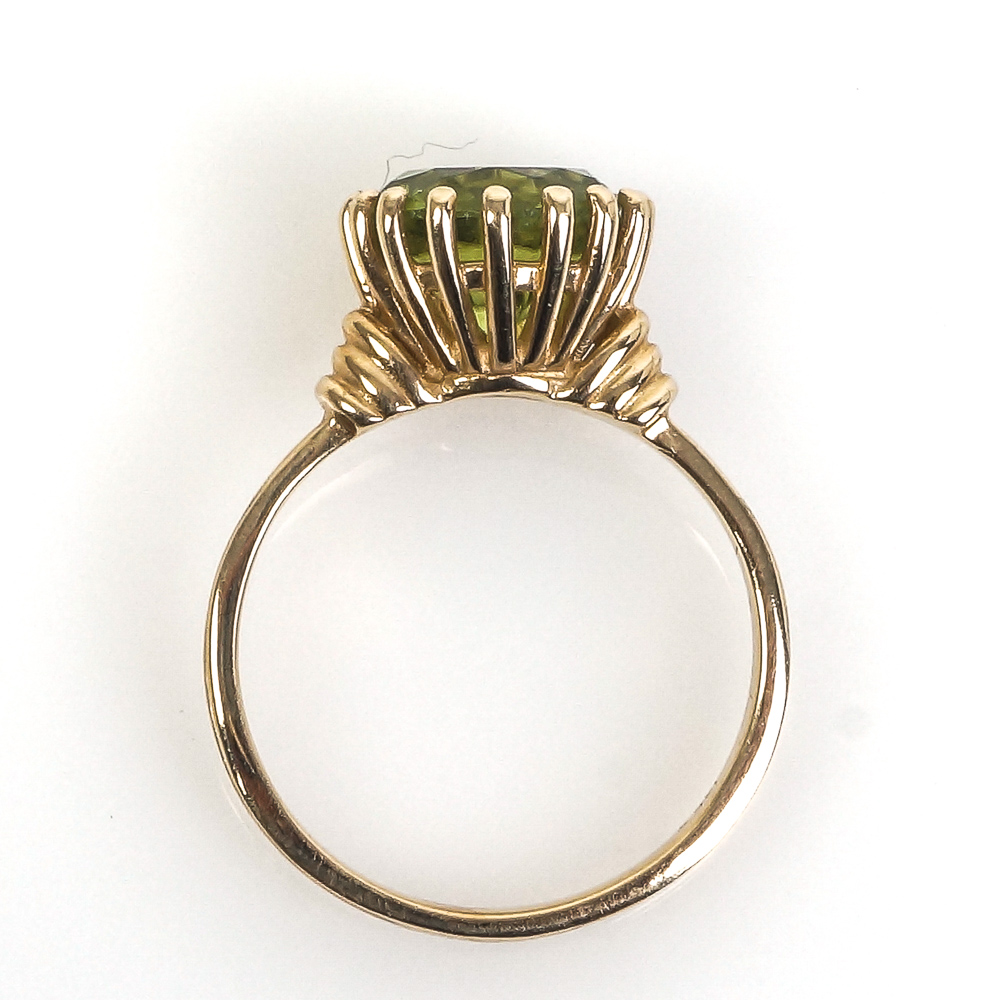 14K Yellow Gold and 2.00 CTS Peridot Solitaire Ring