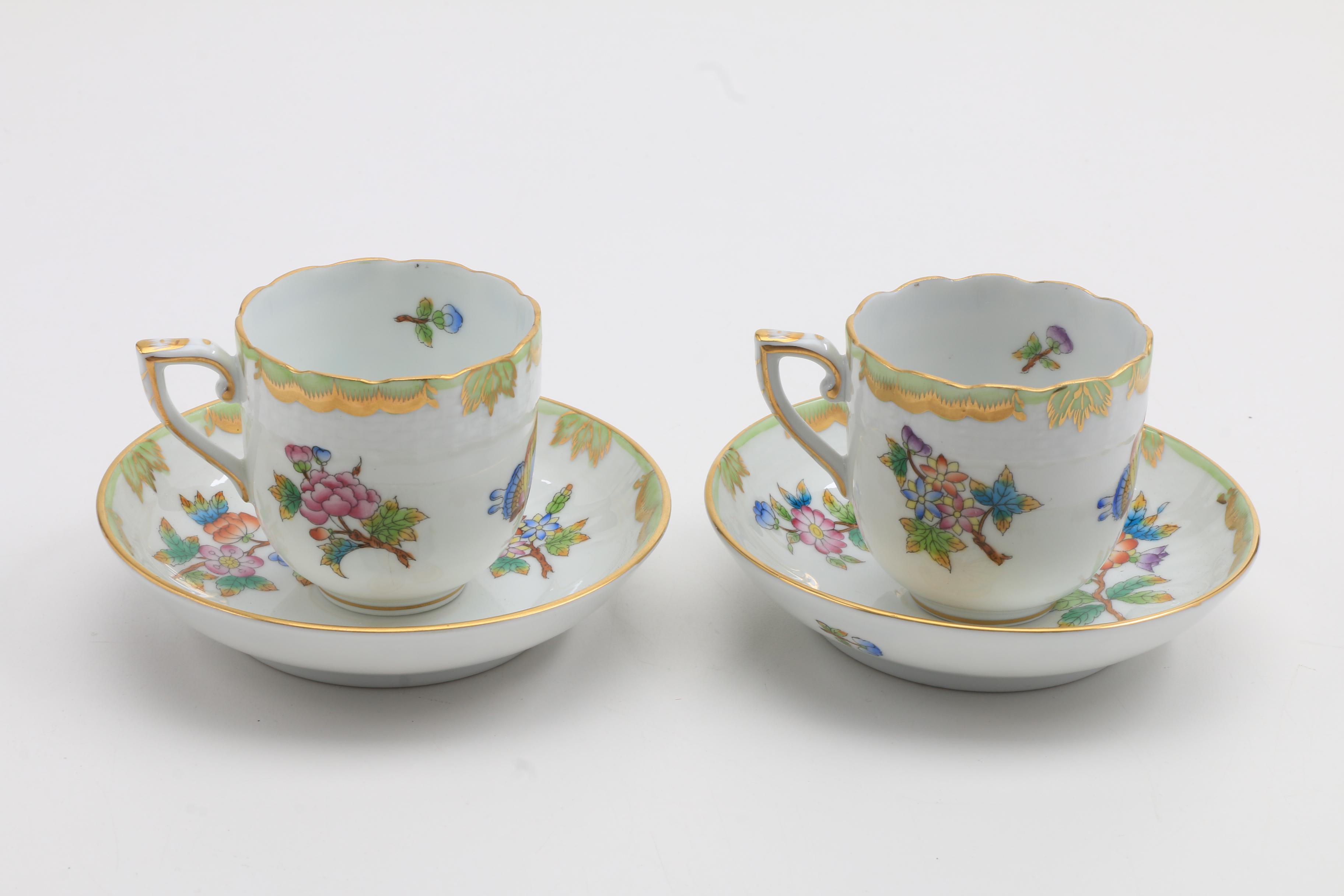 Herend "Queen Victoria" Teapot, Tea Cups and Creamer
