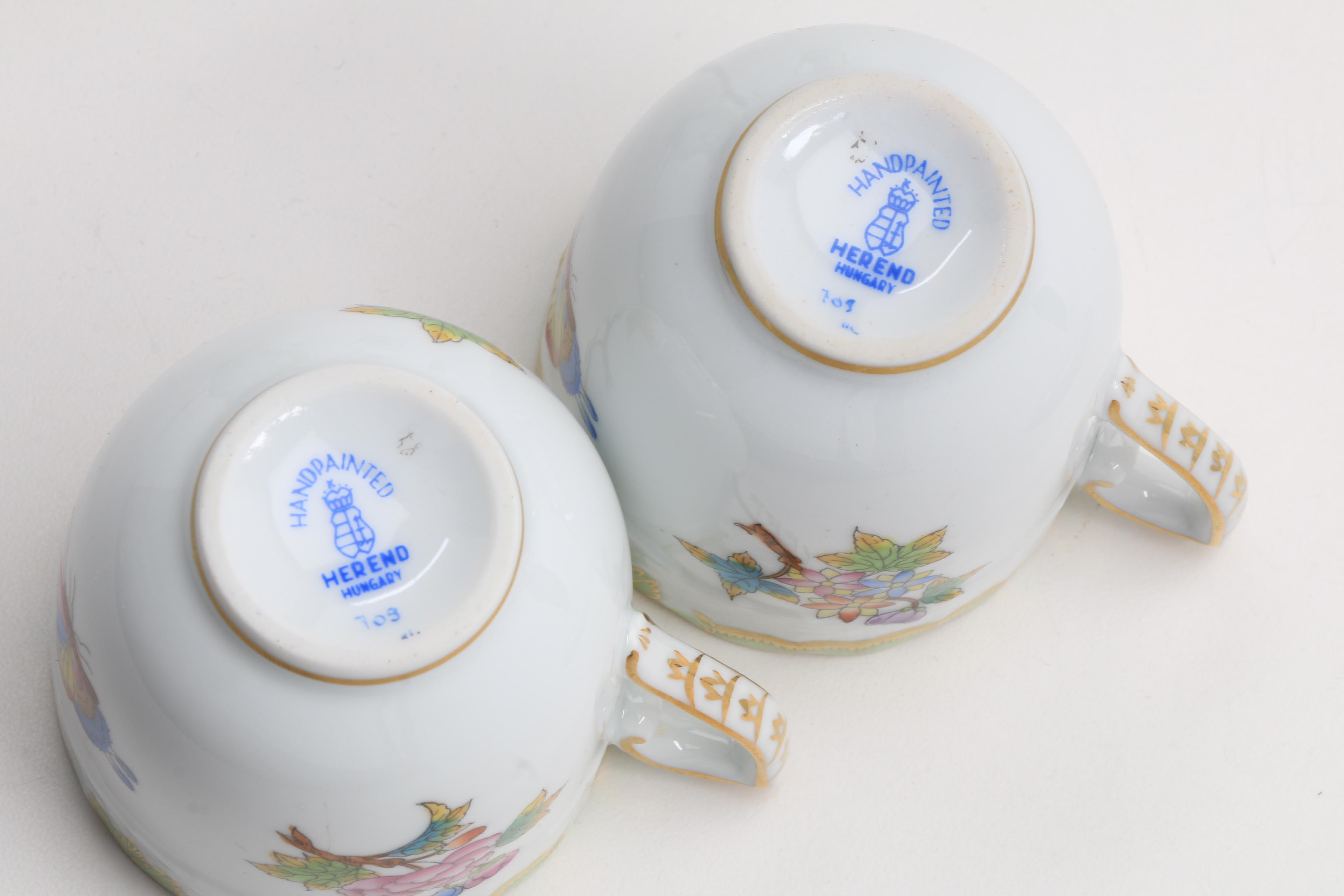 Herend "Queen Victoria" Teapot, Tea Cups and Creamer