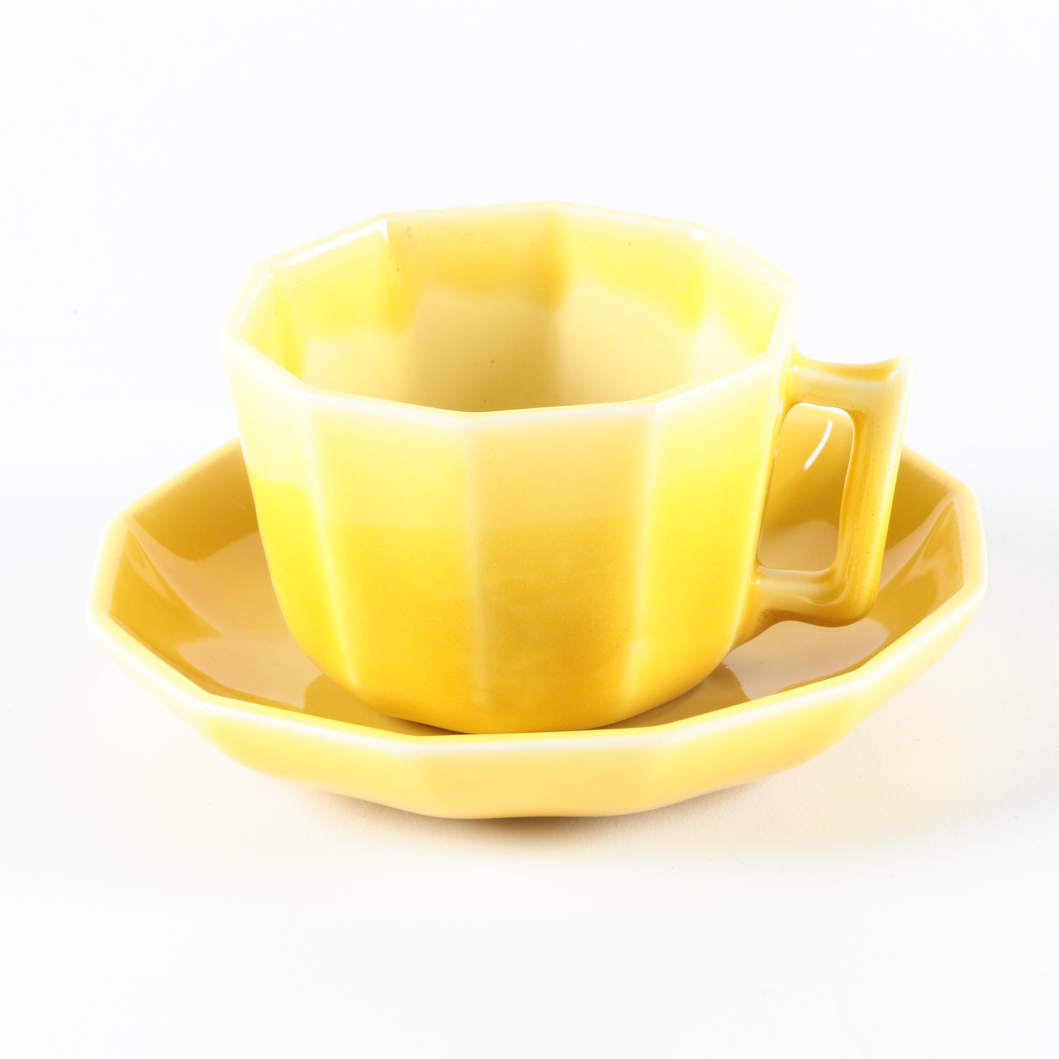 Circa 1920s Rookwood Pottery Yellow Teacup and Saucer