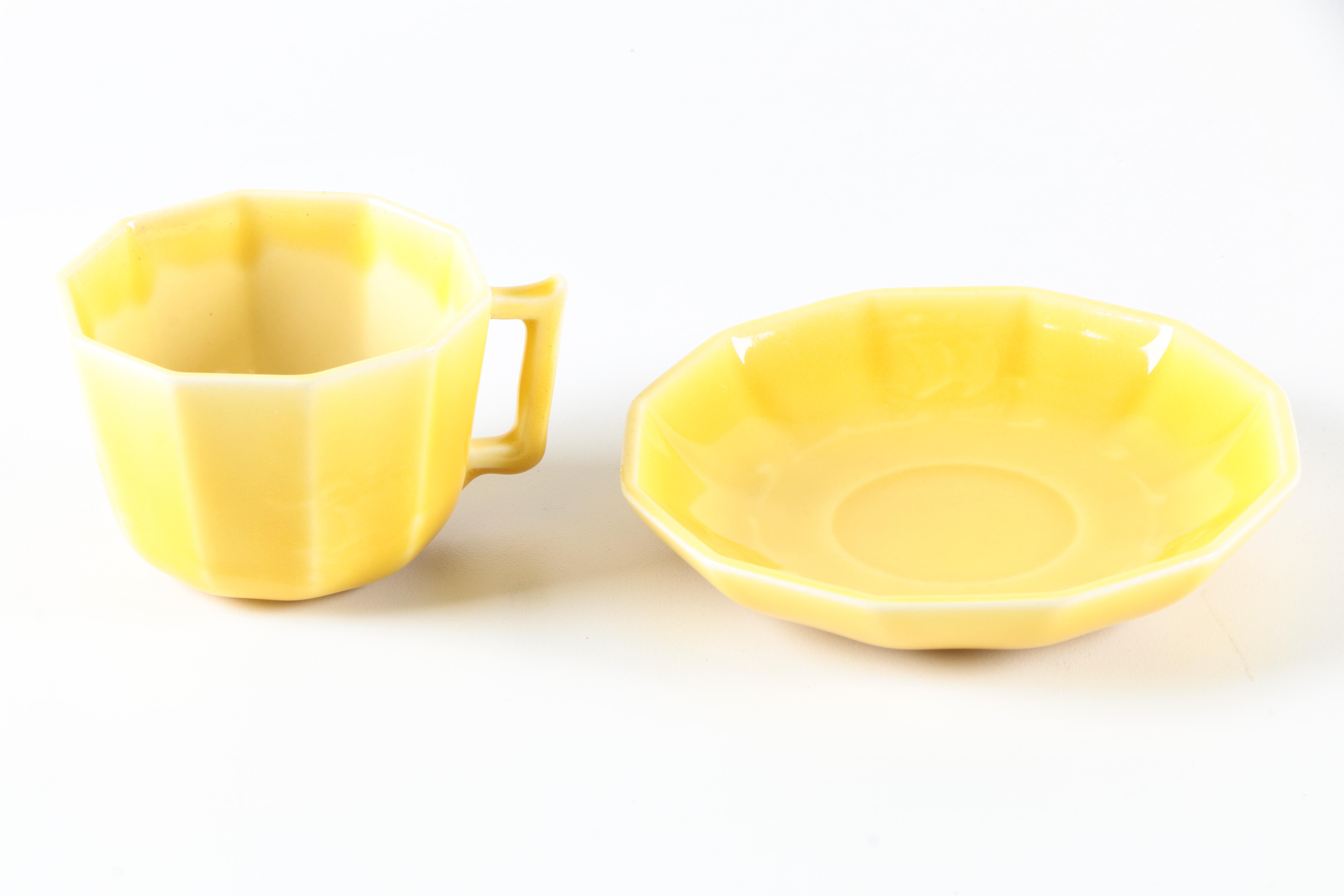 Circa 1920s Rookwood Pottery Yellow Teacup and Saucer