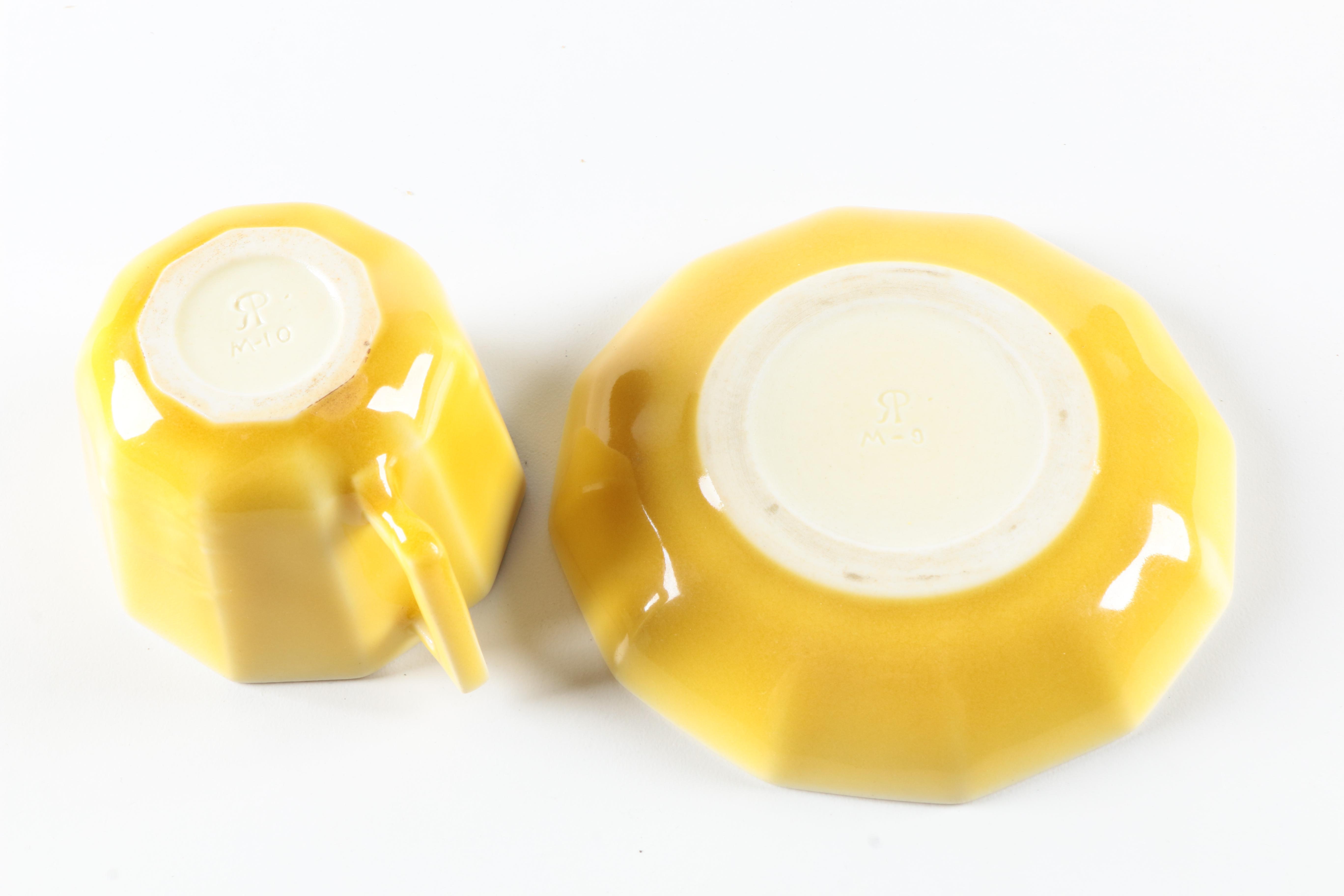 Circa 1920s Rookwood Pottery Yellow Teacup and Saucer