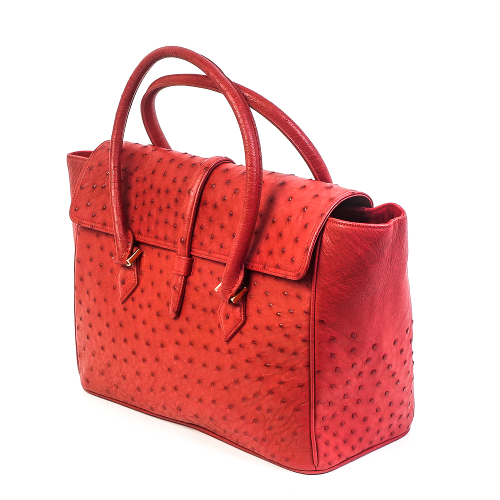 Brooks Brothers Genuine Ostrich Red Leather Handbag