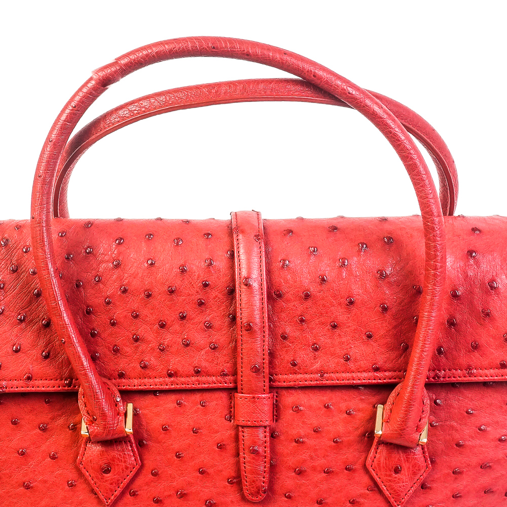Brooks Brothers Genuine Ostrich Red Leather Handbag
