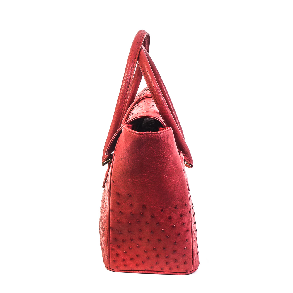 Brooks Brothers Genuine Ostrich Red Leather Handbag