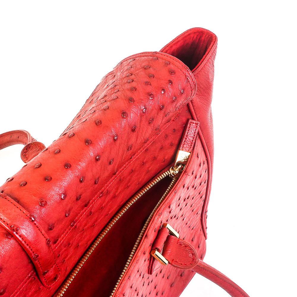 Brooks Brothers Genuine Ostrich Red Leather Handbag