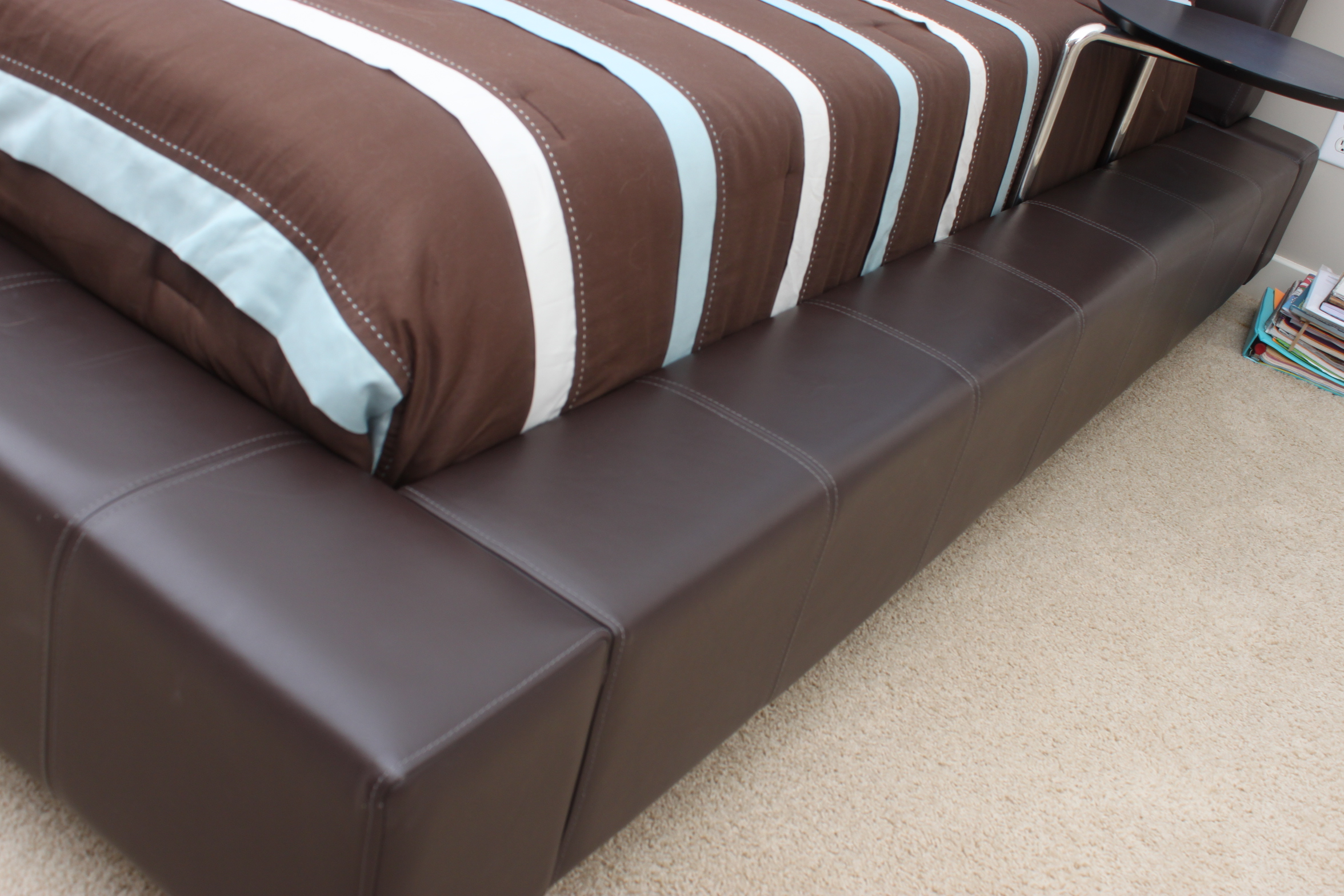 Brown Leather Queen Size Platform Bed by Cellini Furniture