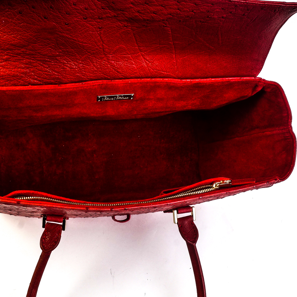 Brooks Brothers Genuine Ostrich Red Leather Handbag