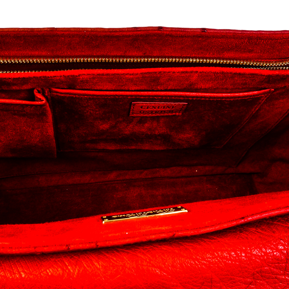 Brooks Brothers Genuine Ostrich Red Leather Handbag