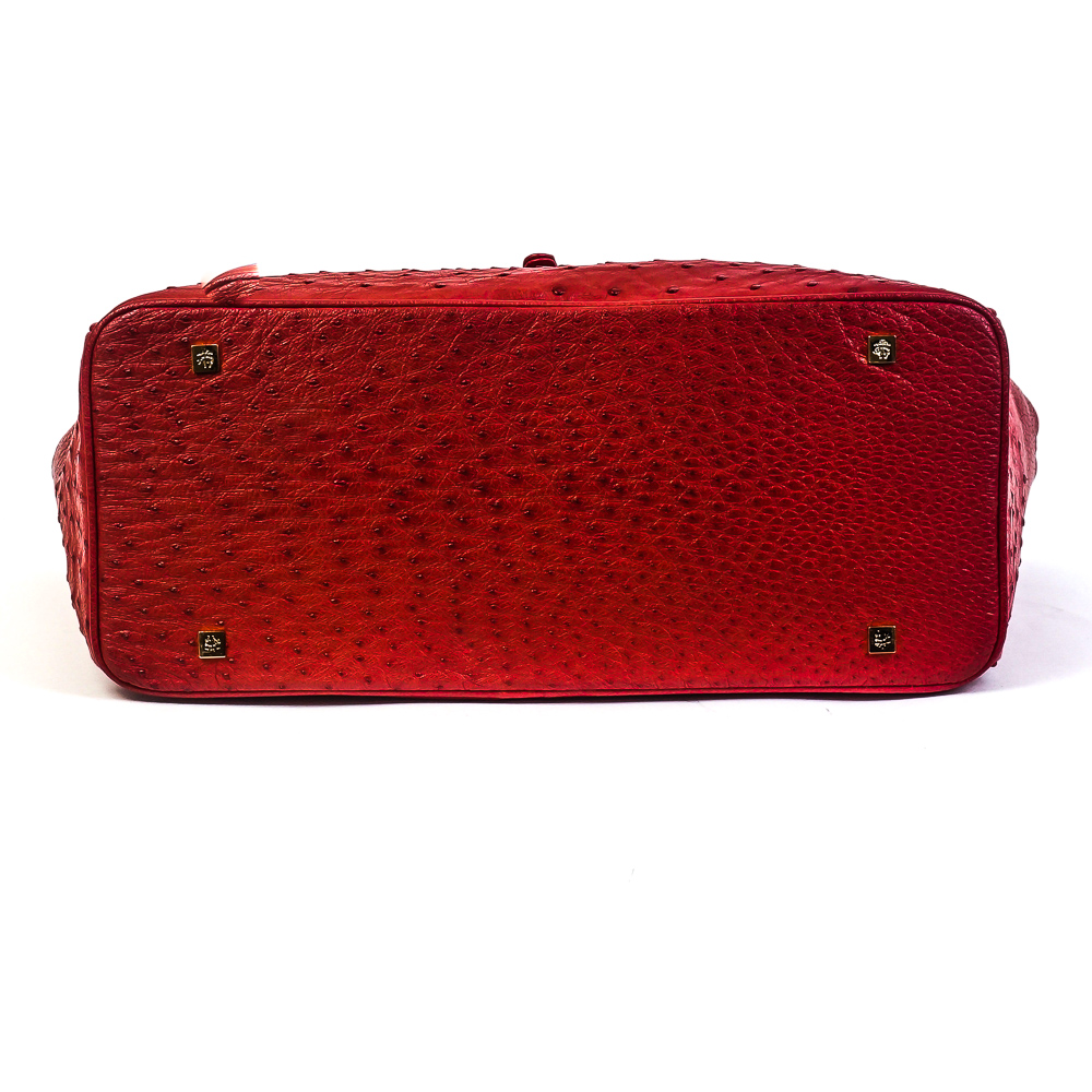 Brooks Brothers Genuine Ostrich Red Leather Handbag