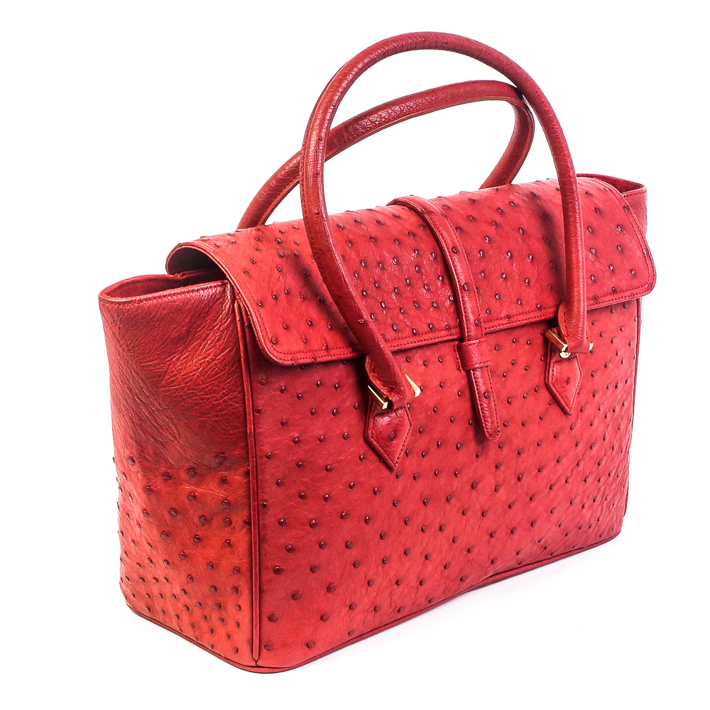 Brooks Brothers Genuine Ostrich Red Leather Handbag