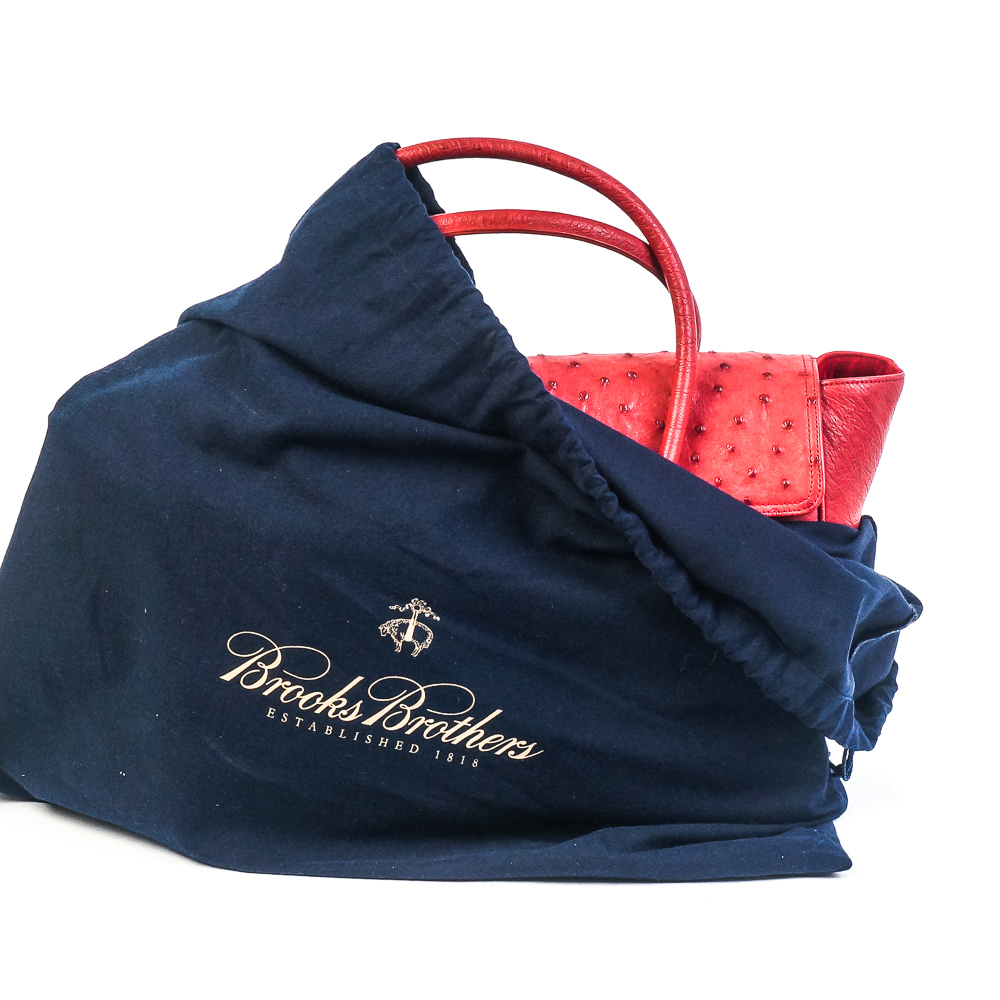 Brooks Brothers Genuine Ostrich Red Leather Handbag