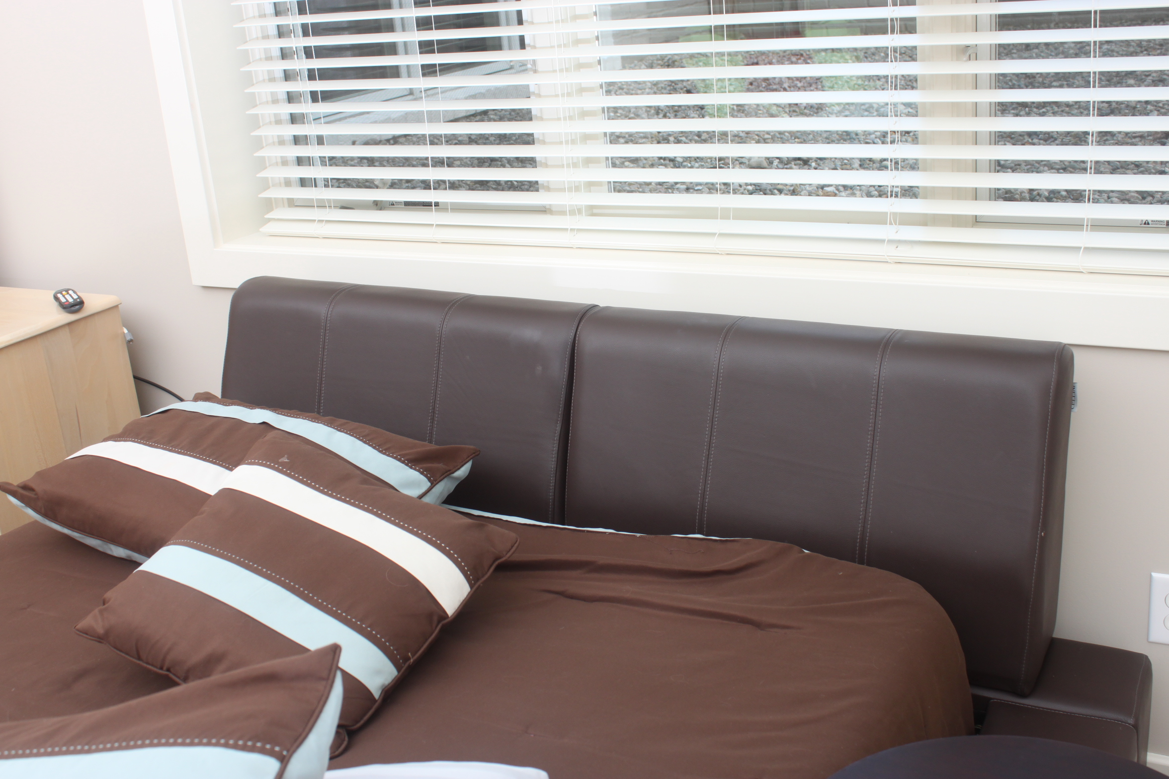 Brown Leather Queen Size Platform Bed by Cellini Furniture