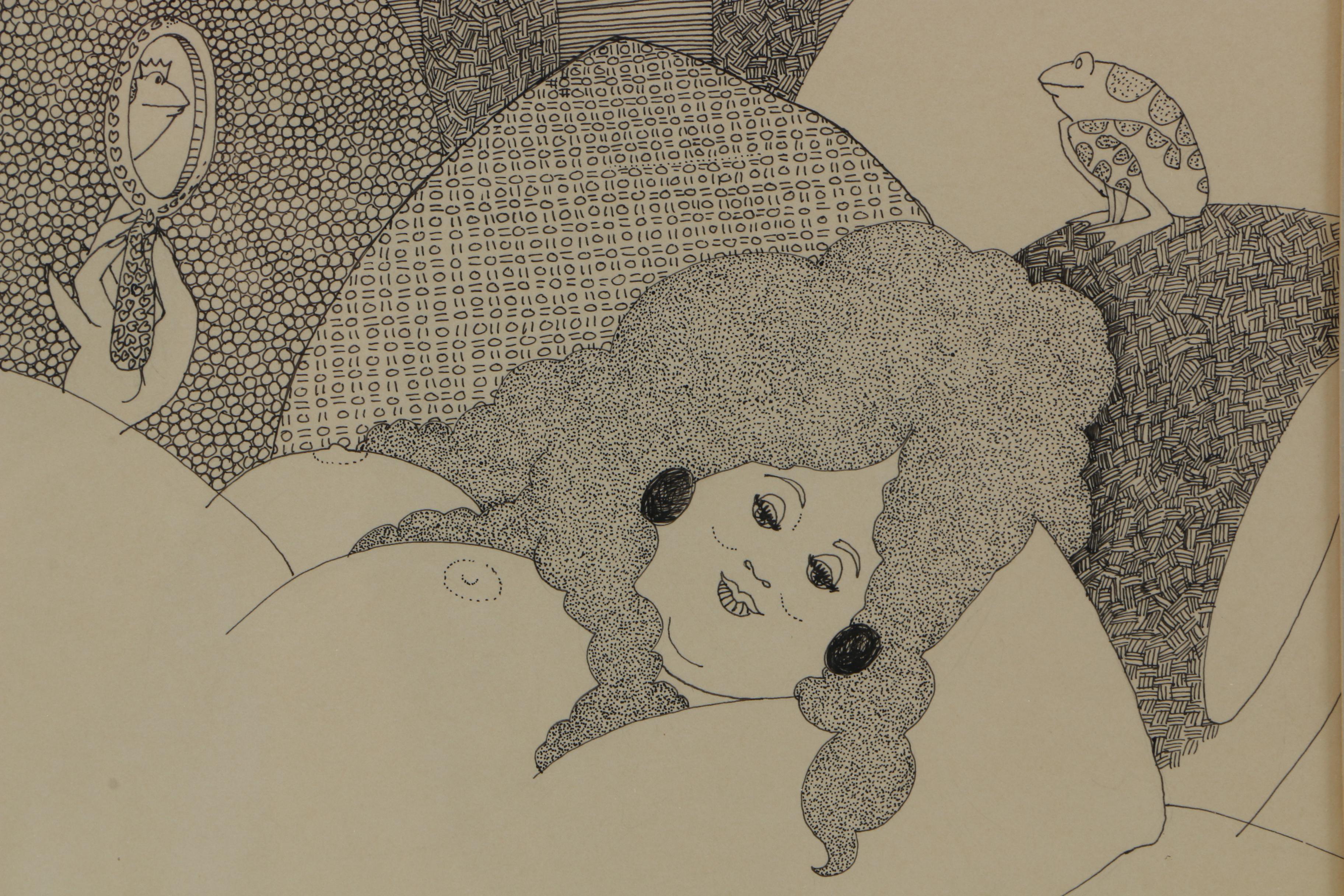 Sturgill Ink Drawing of Nude Caricature