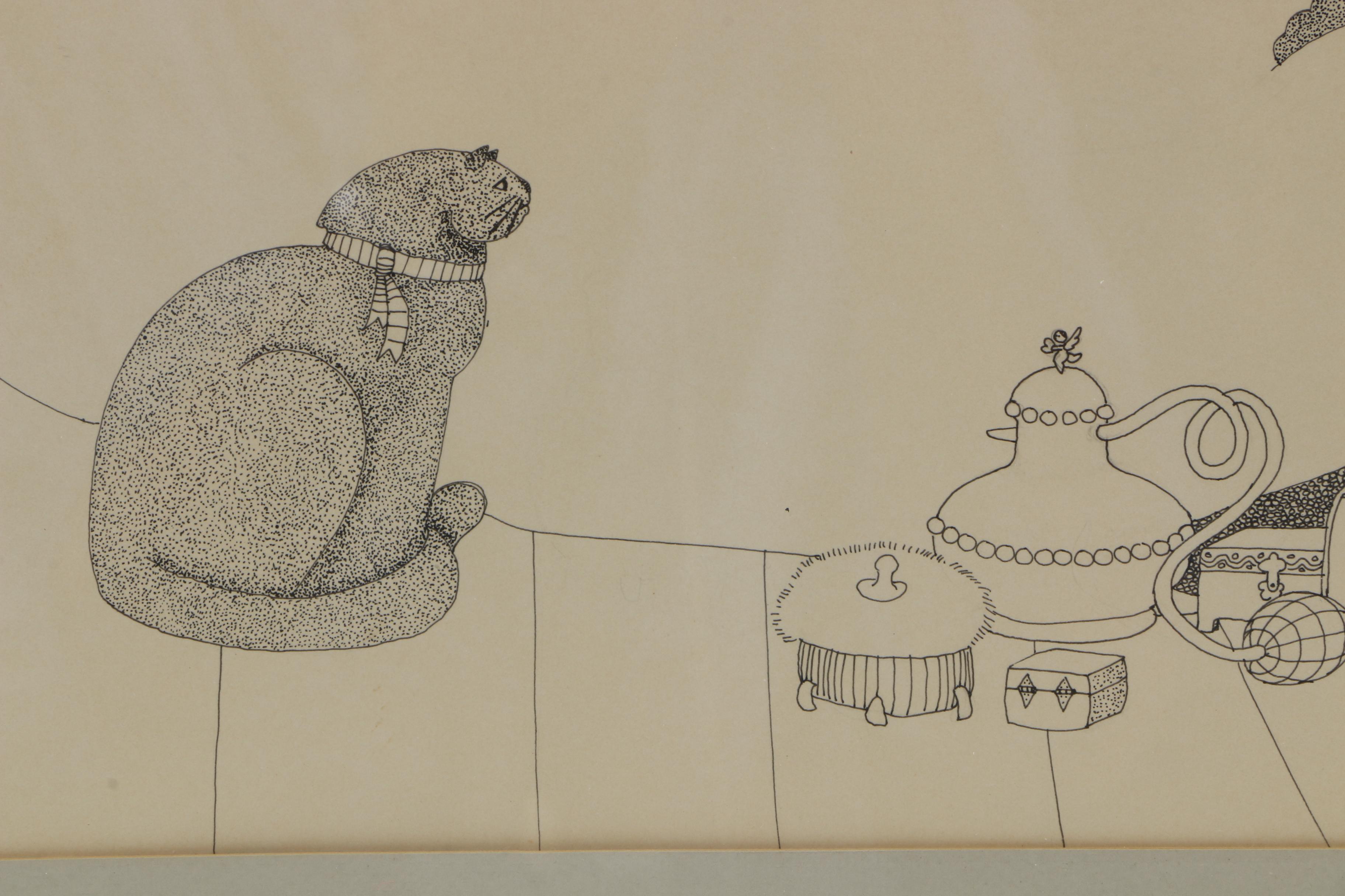 Sturgill Ink Drawing of Nude Caricature