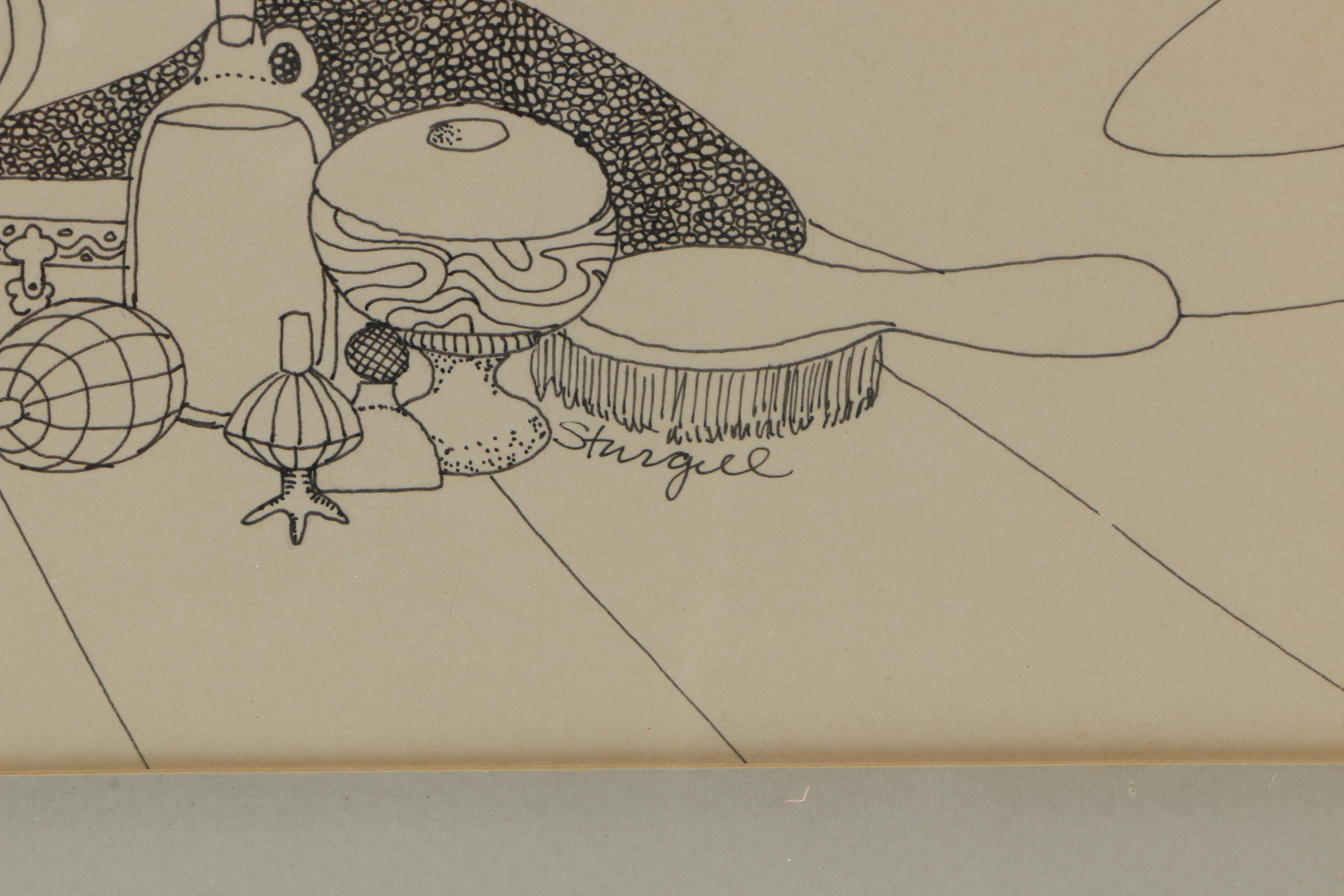 Sturgill Ink Drawing of Nude Caricature