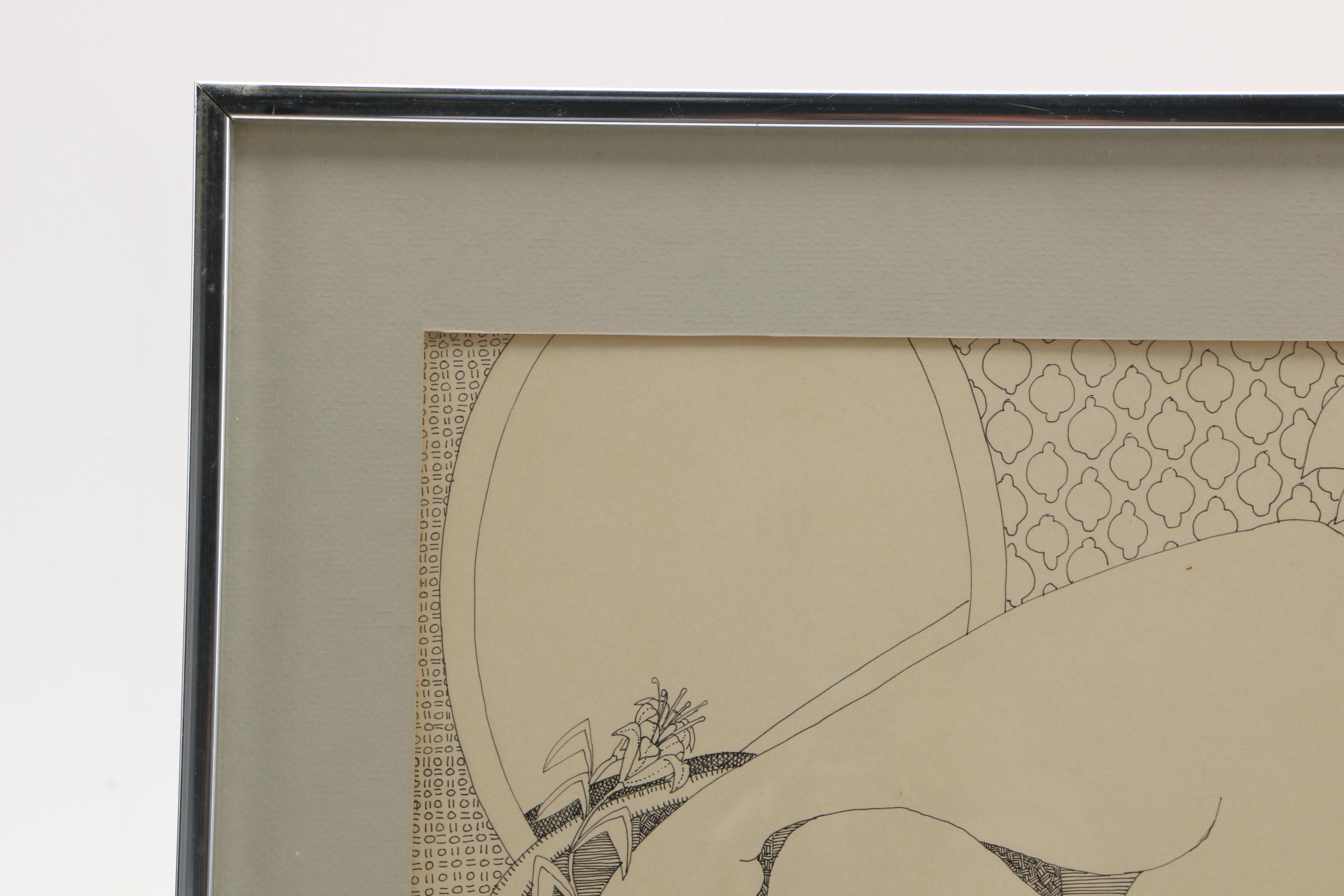 Sturgill Ink Drawing of Nude Caricature