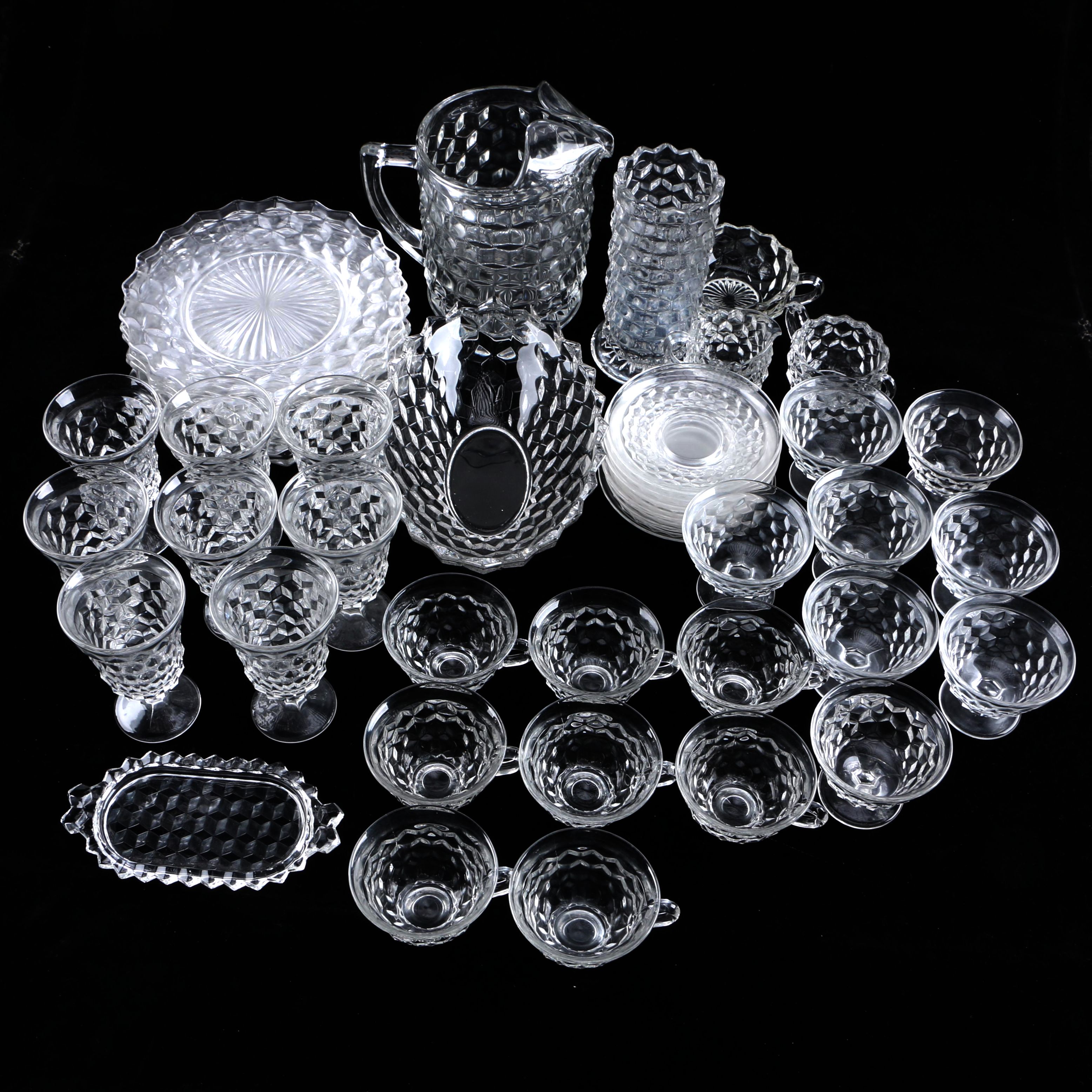 Set of Mainly Fostoria "American" Glass Dinnerware and Serveware