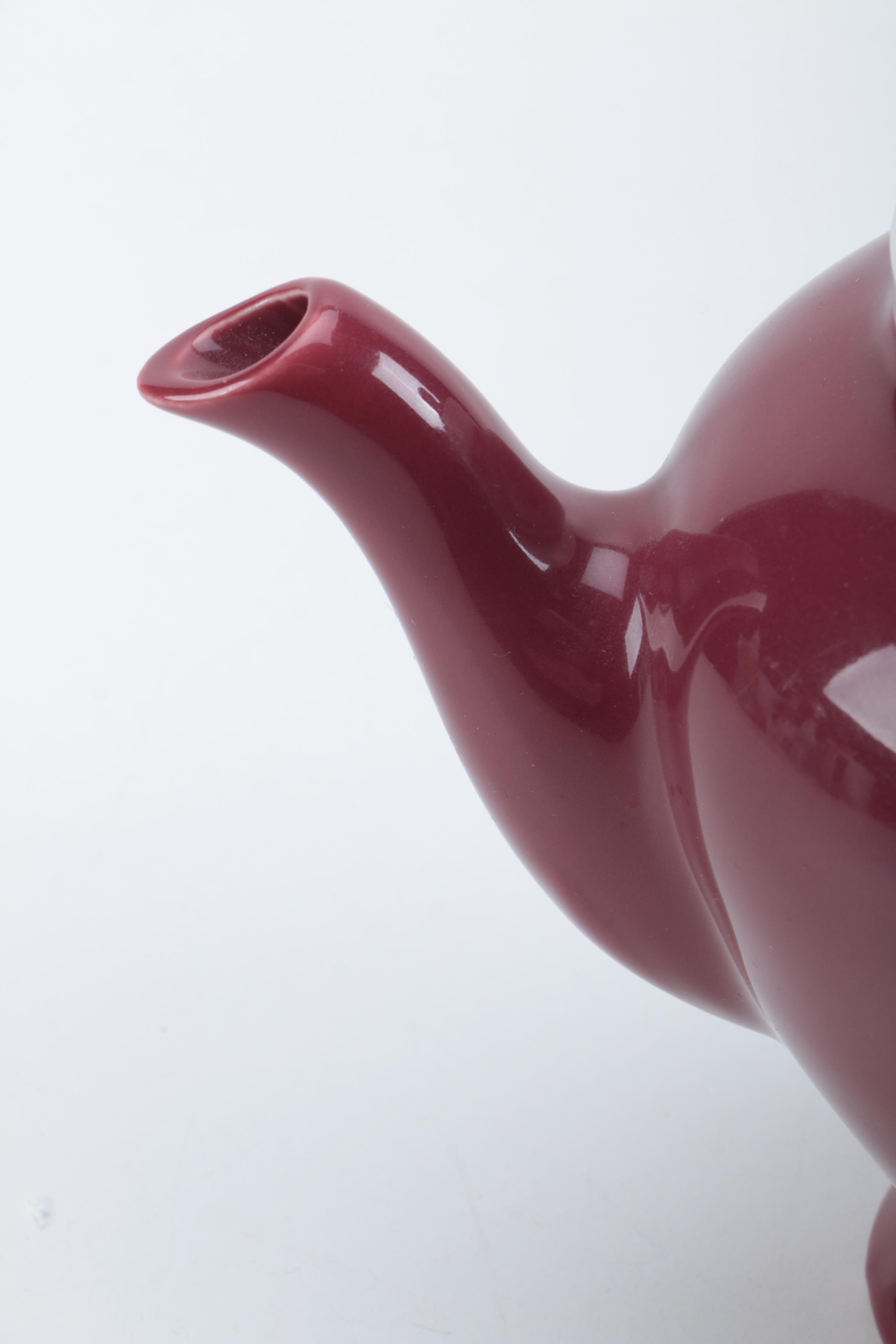 Vintage McCormick Maroon Lidded Teapot With Infuser