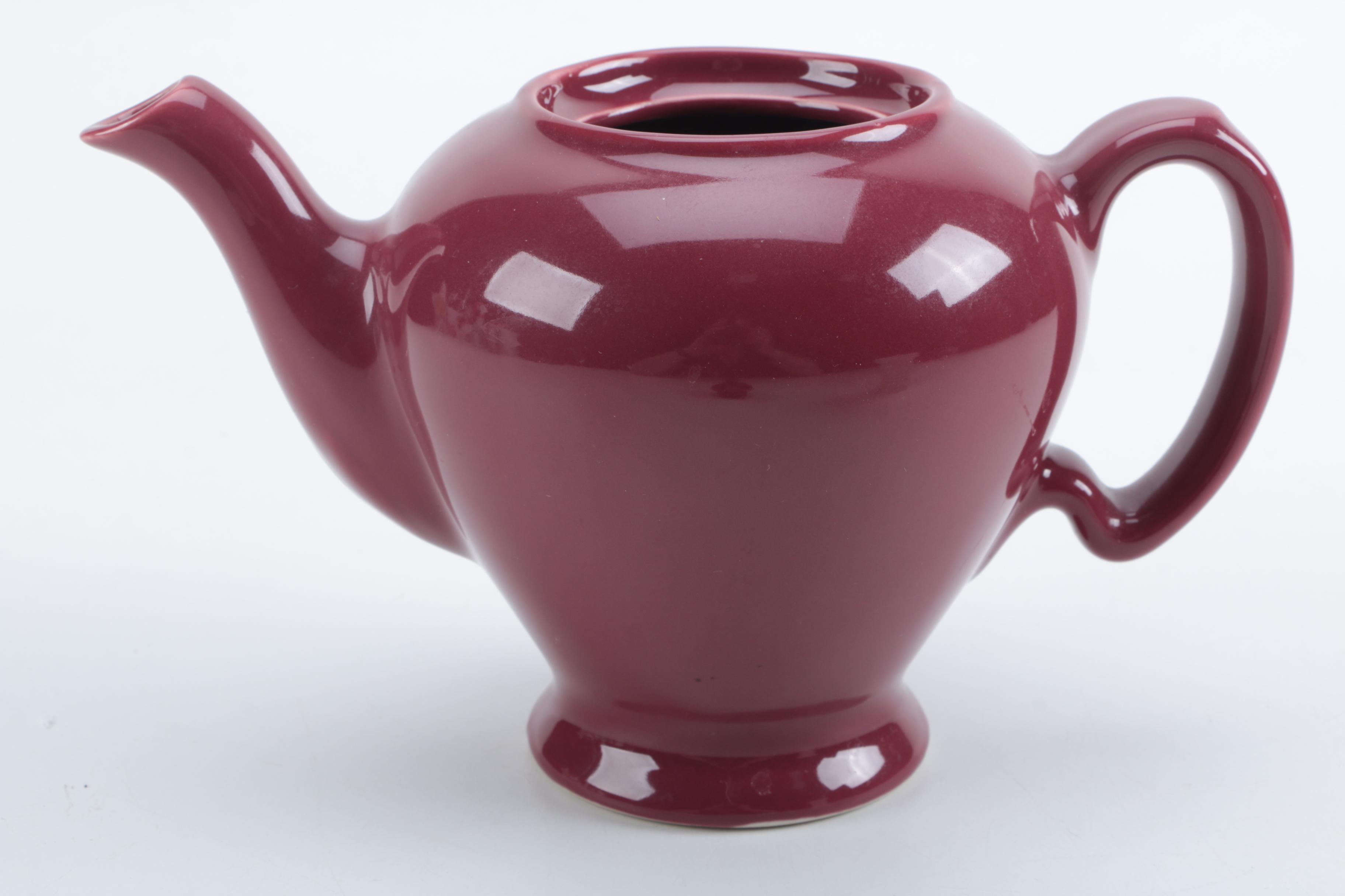Vintage McCormick Maroon Lidded Teapot With Infuser