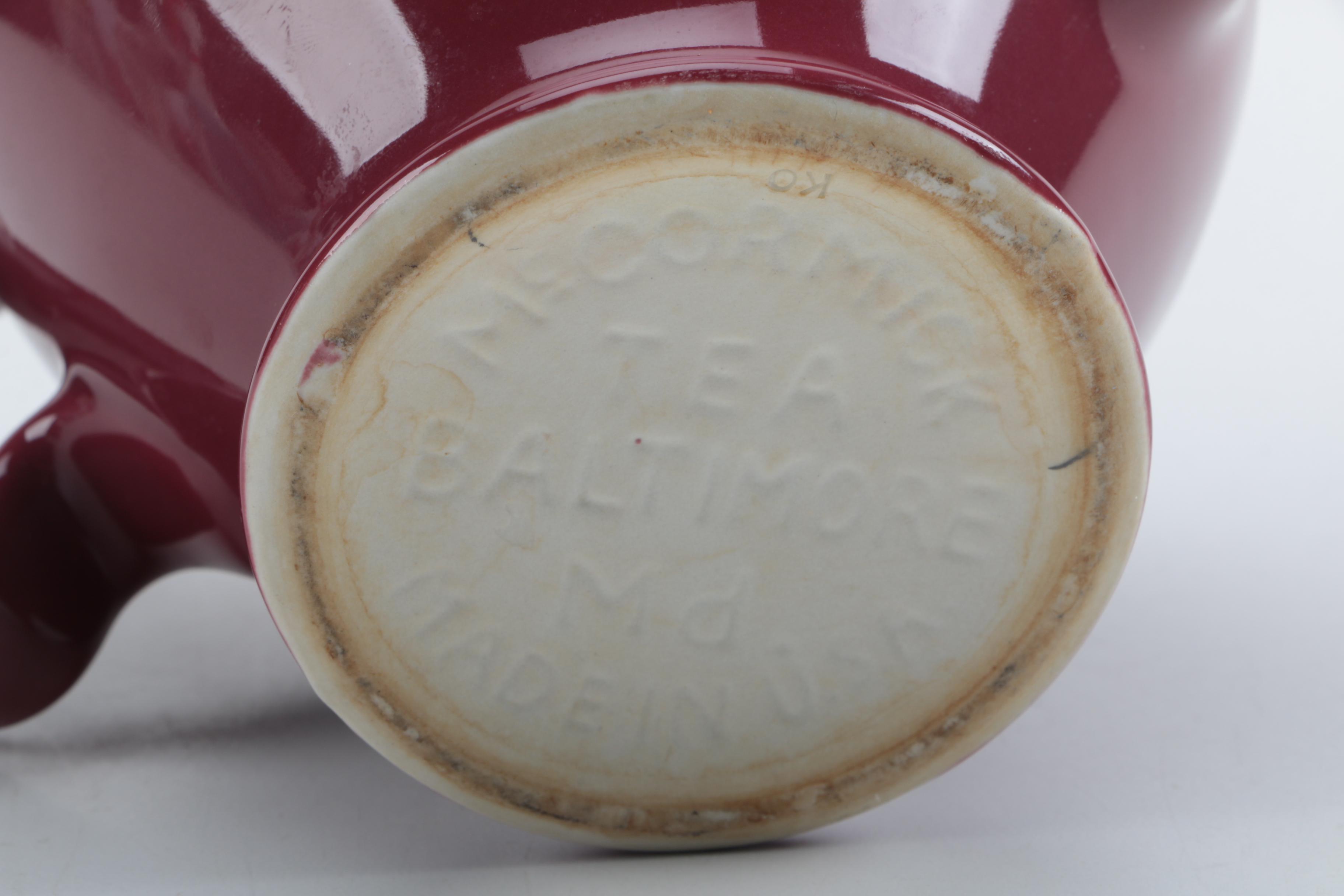 Vintage McCormick Maroon Lidded Teapot With Infuser