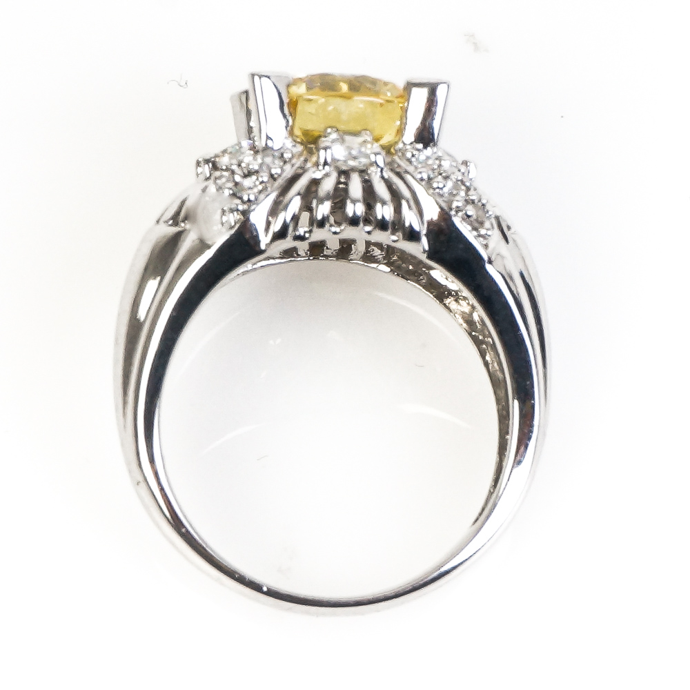 Pair of Contemporary Sterling Silver and Cubic Zirconia Cocktail Rings