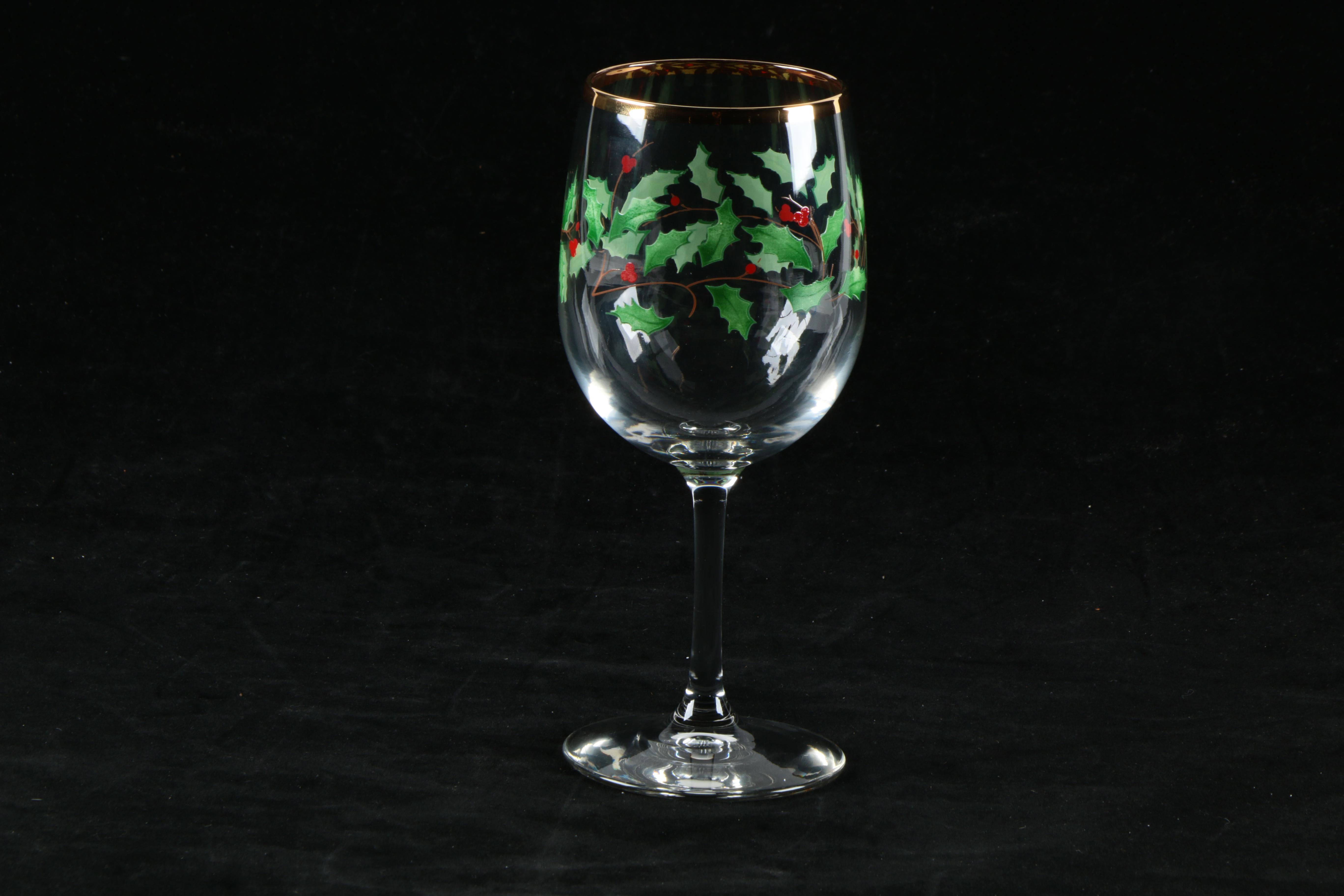 Set of Lenox "Holiday" Wine Glasses