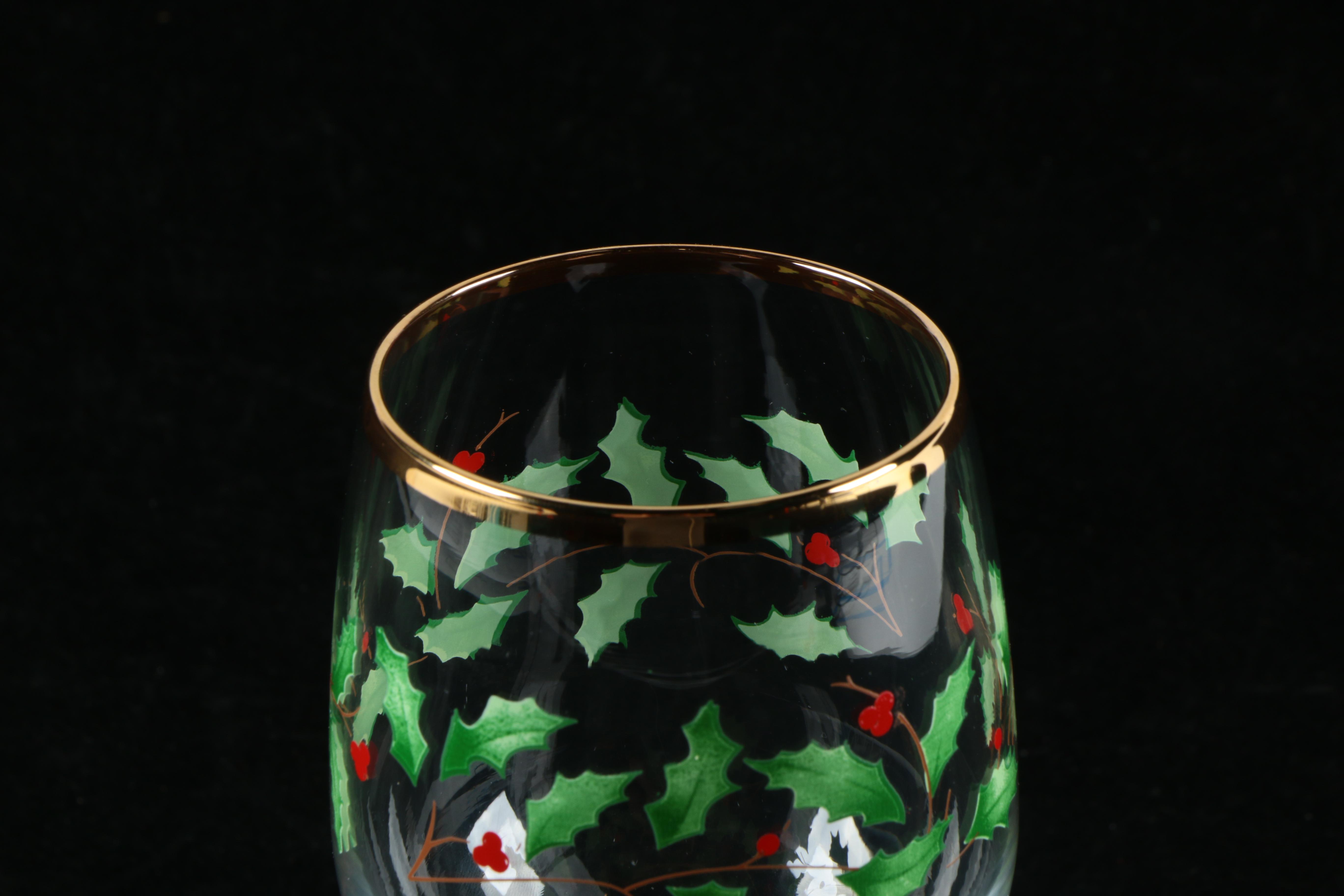 Set of Lenox "Holiday" Wine Glasses