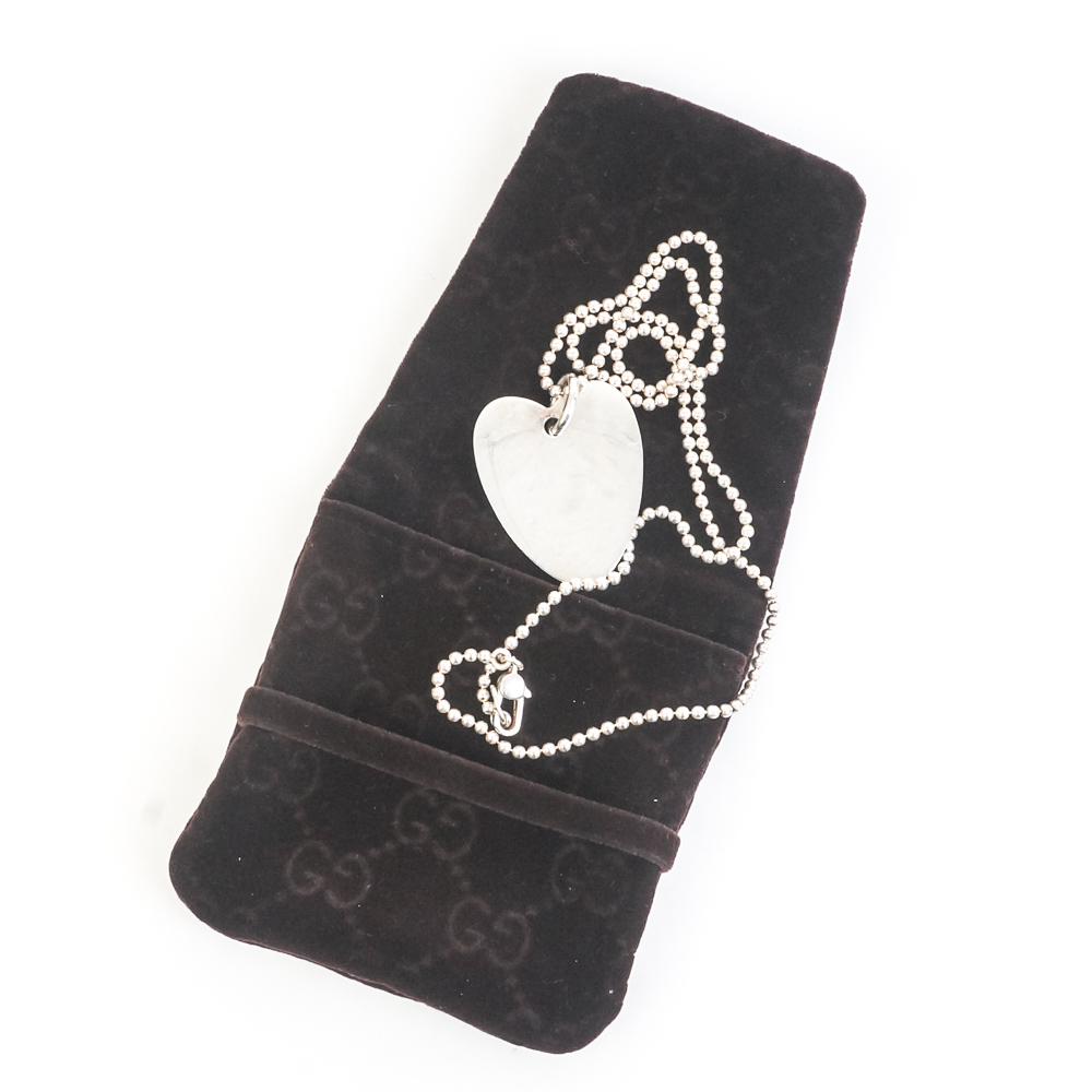 Gucci Sterling Silver Heart Tag Necklace