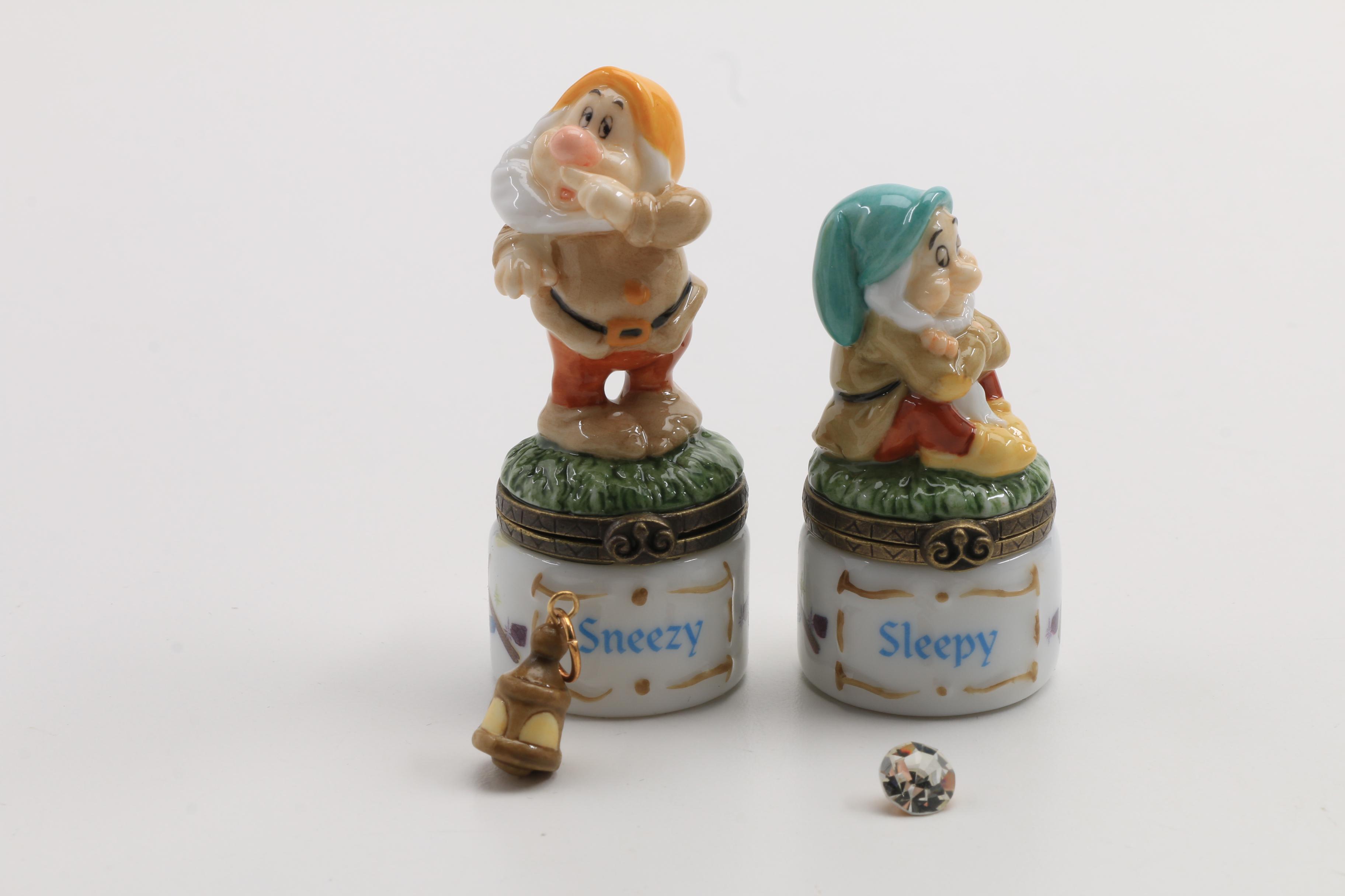 Porcelain Hinged Boxes of Disney's " Snow White and Seven Dwarfs"
