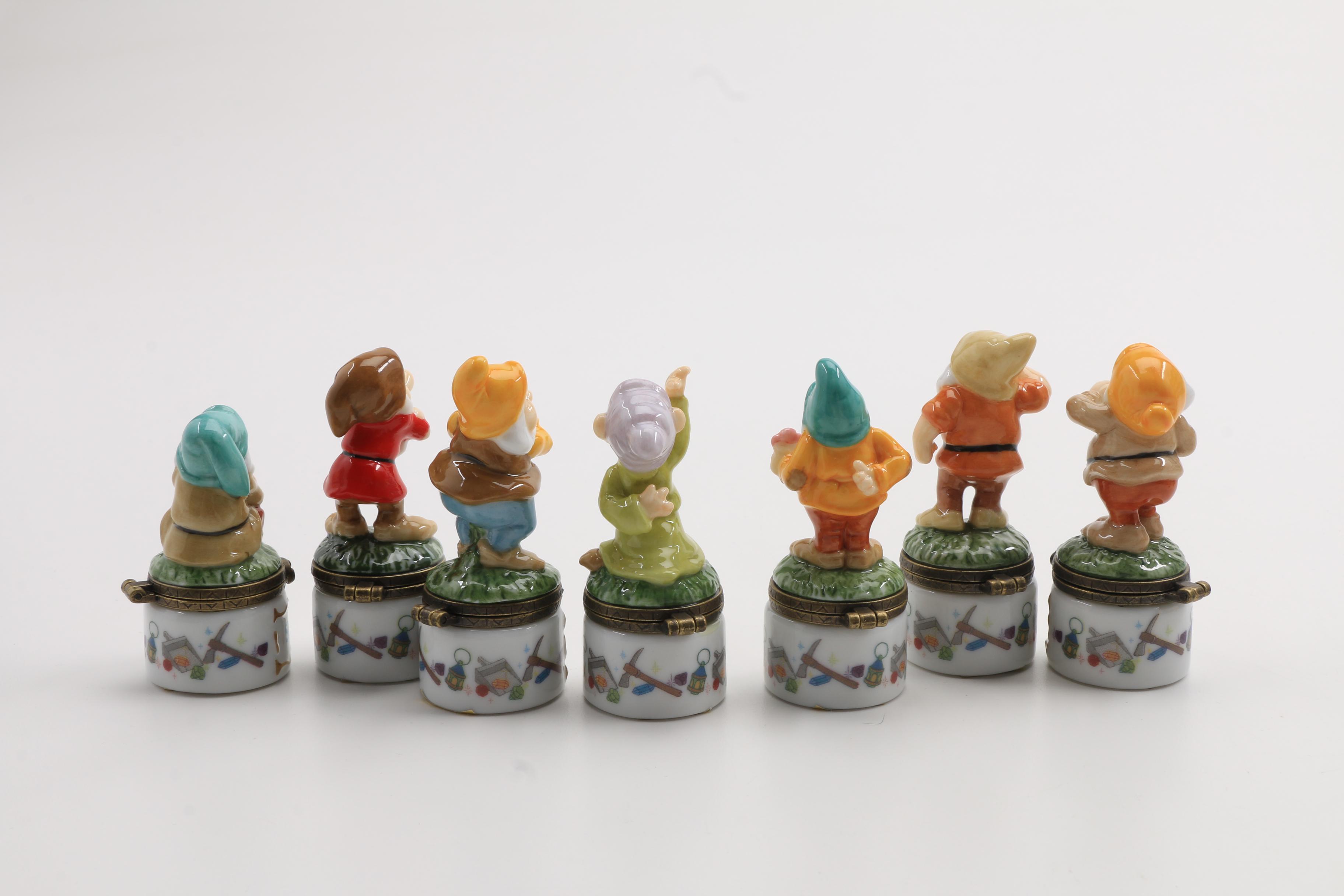 Porcelain Hinged Boxes of Disney's " Snow White and Seven Dwarfs"