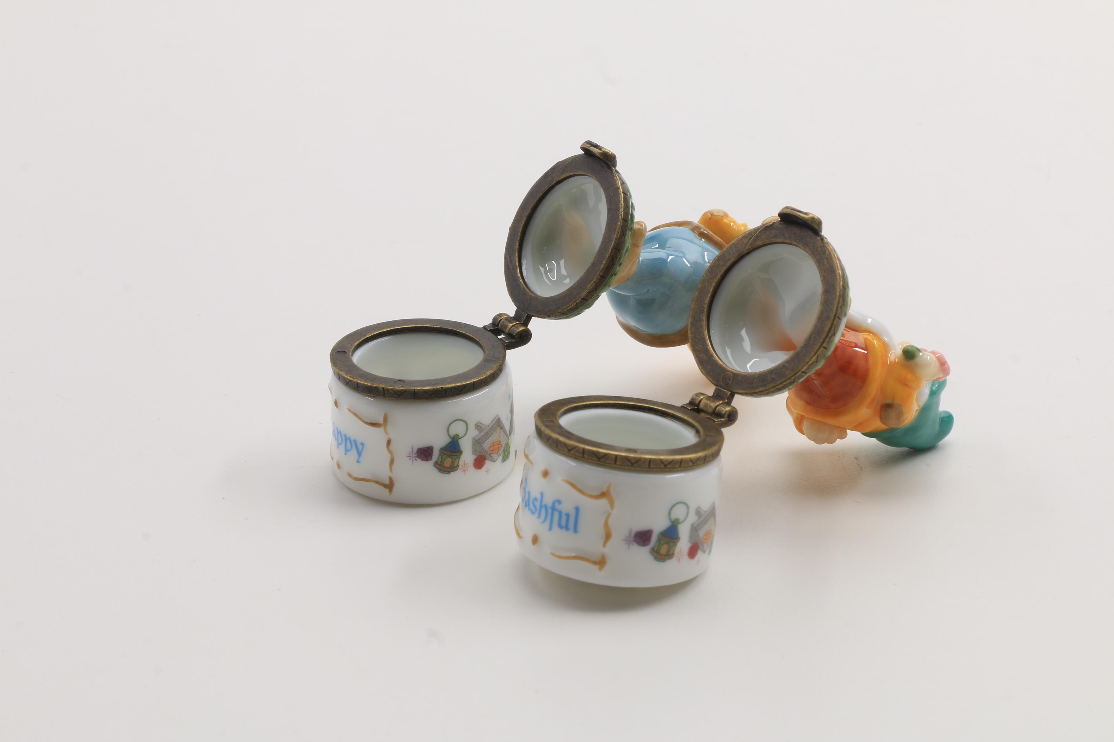 Porcelain Hinged Boxes of Disney's " Snow White and Seven Dwarfs"