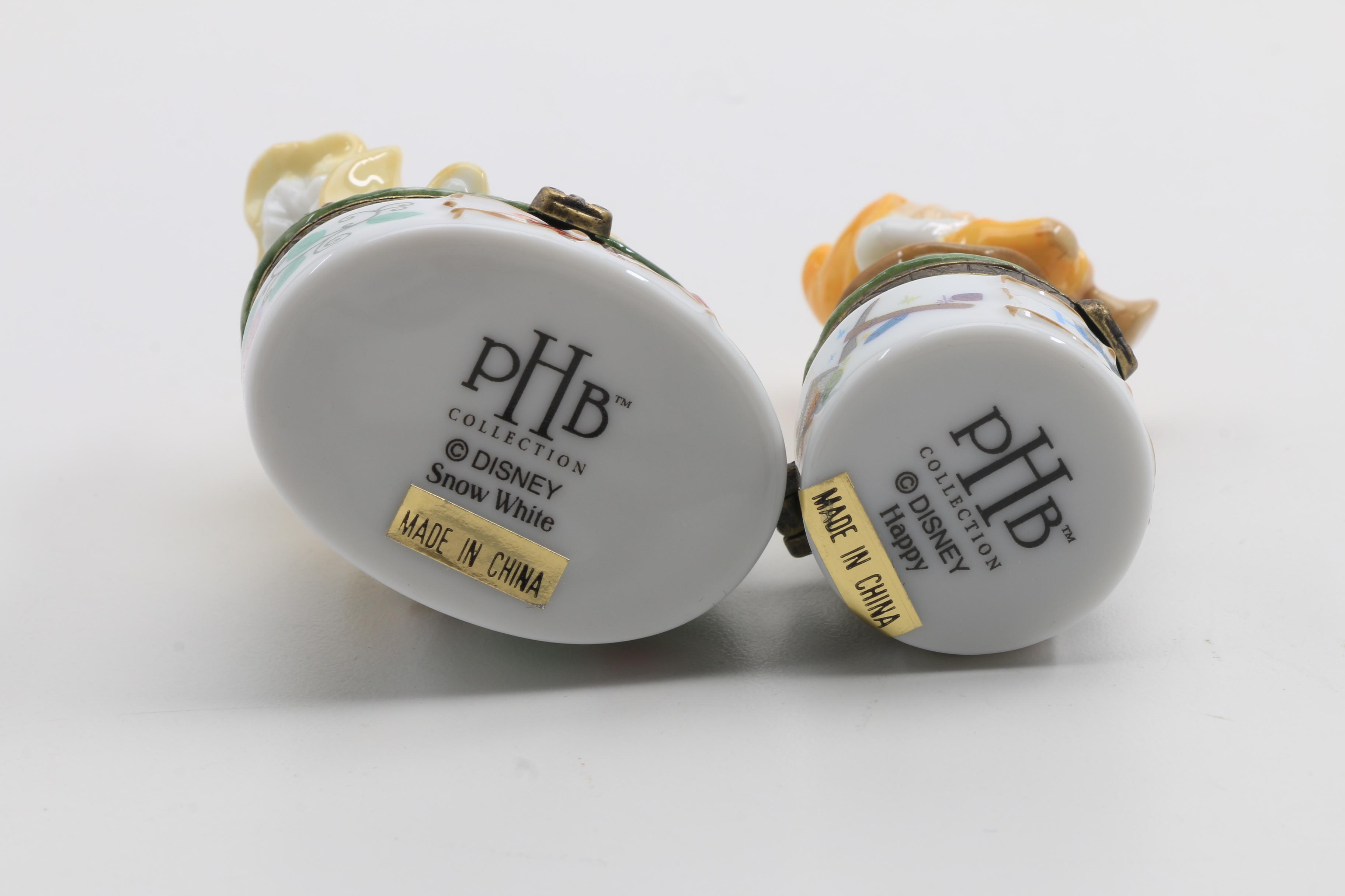 Porcelain Hinged Boxes of Disney's " Snow White and Seven Dwarfs"