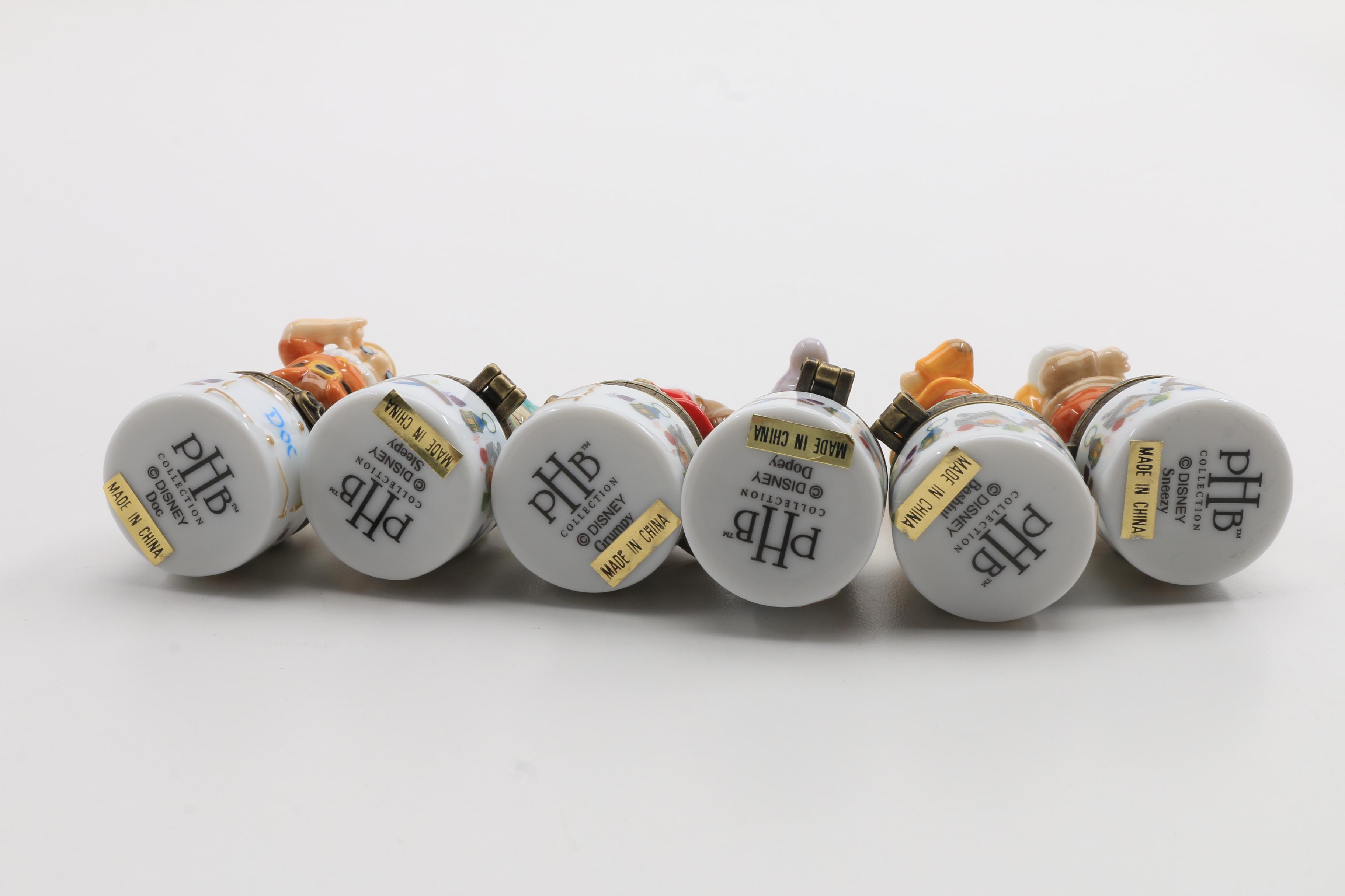 Porcelain Hinged Boxes of Disney's " Snow White and Seven Dwarfs"