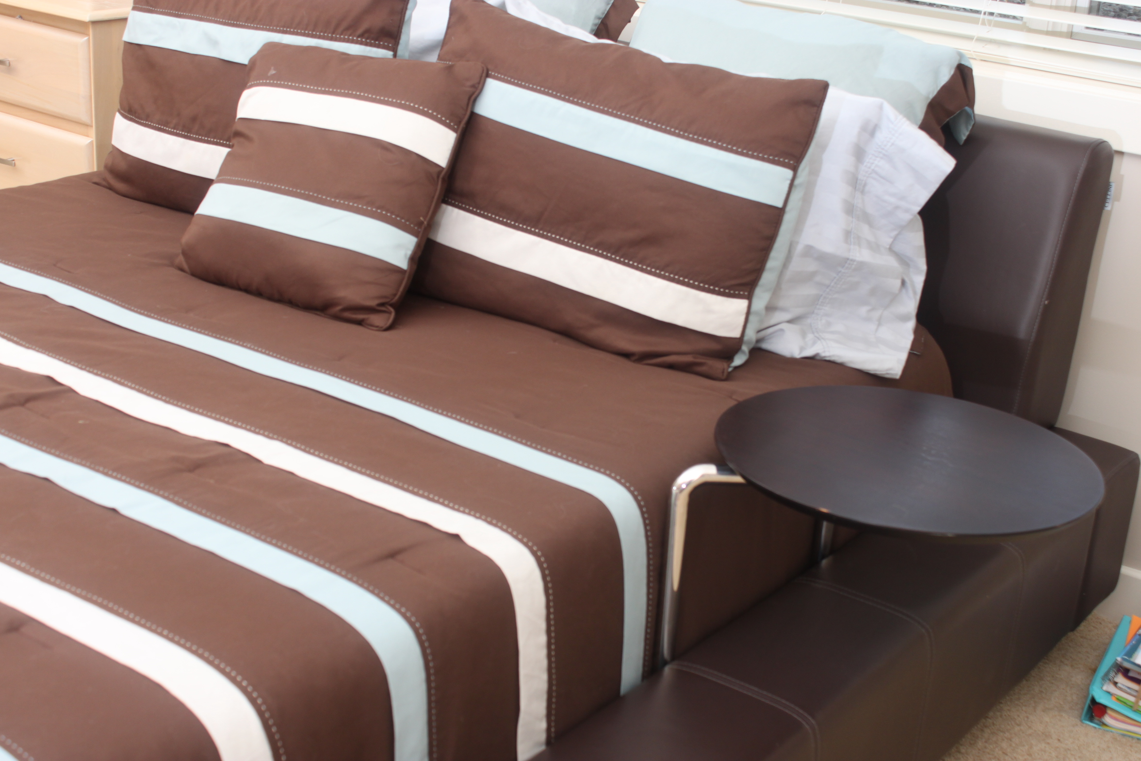 Brown Leather Queen Size Platform Bed by Cellini Furniture