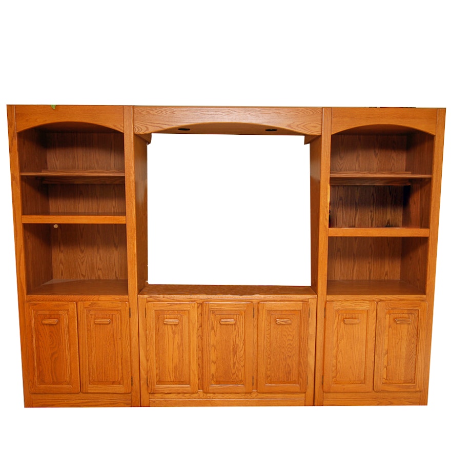 Oak-Finished Entertainment Center