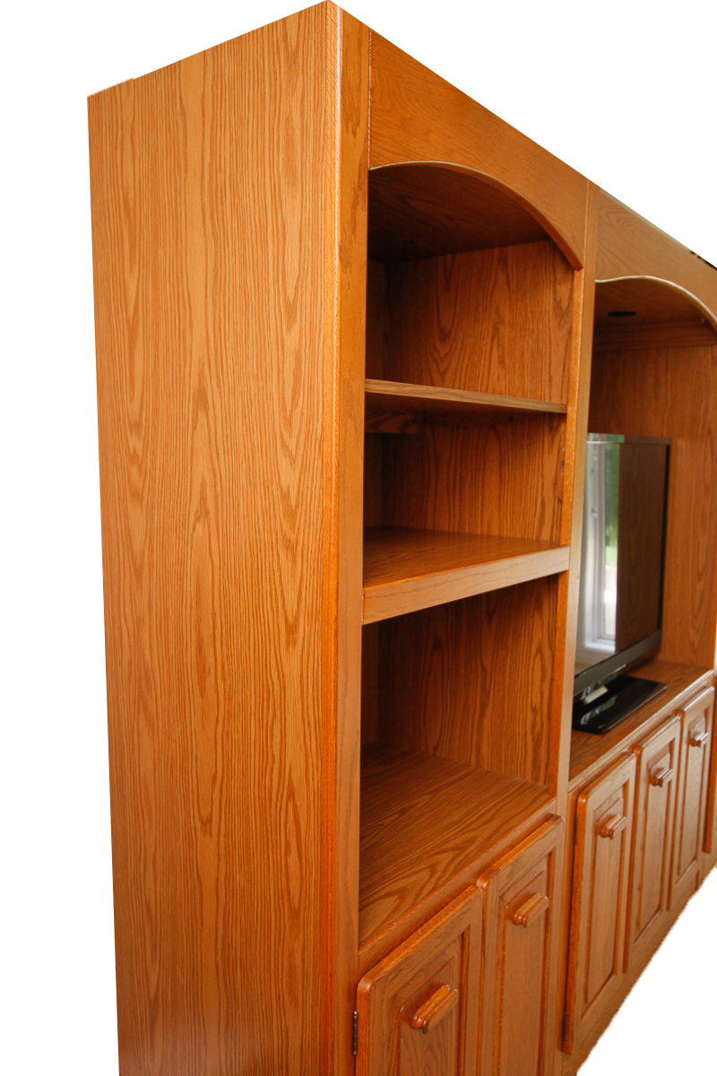 Oak-Finished Entertainment Center