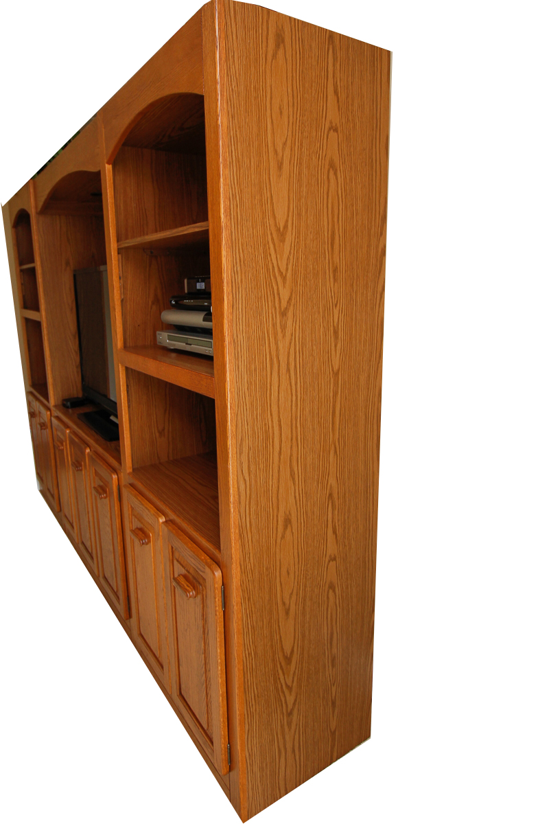 Oak-Finished Entertainment Center