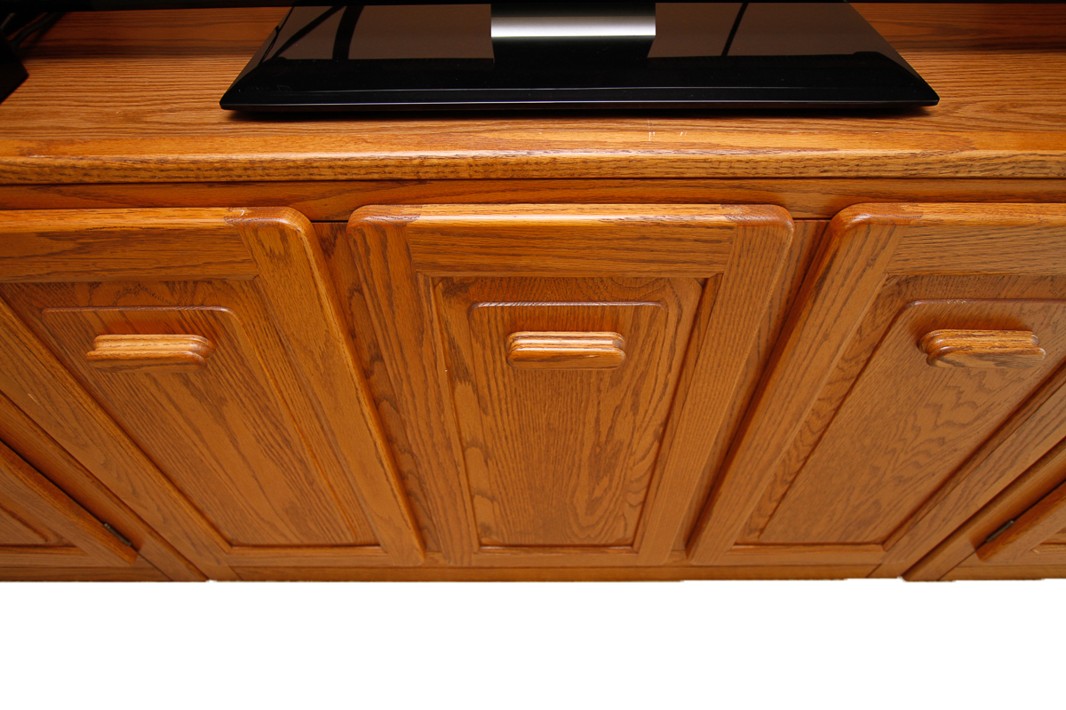 Oak-Finished Entertainment Center