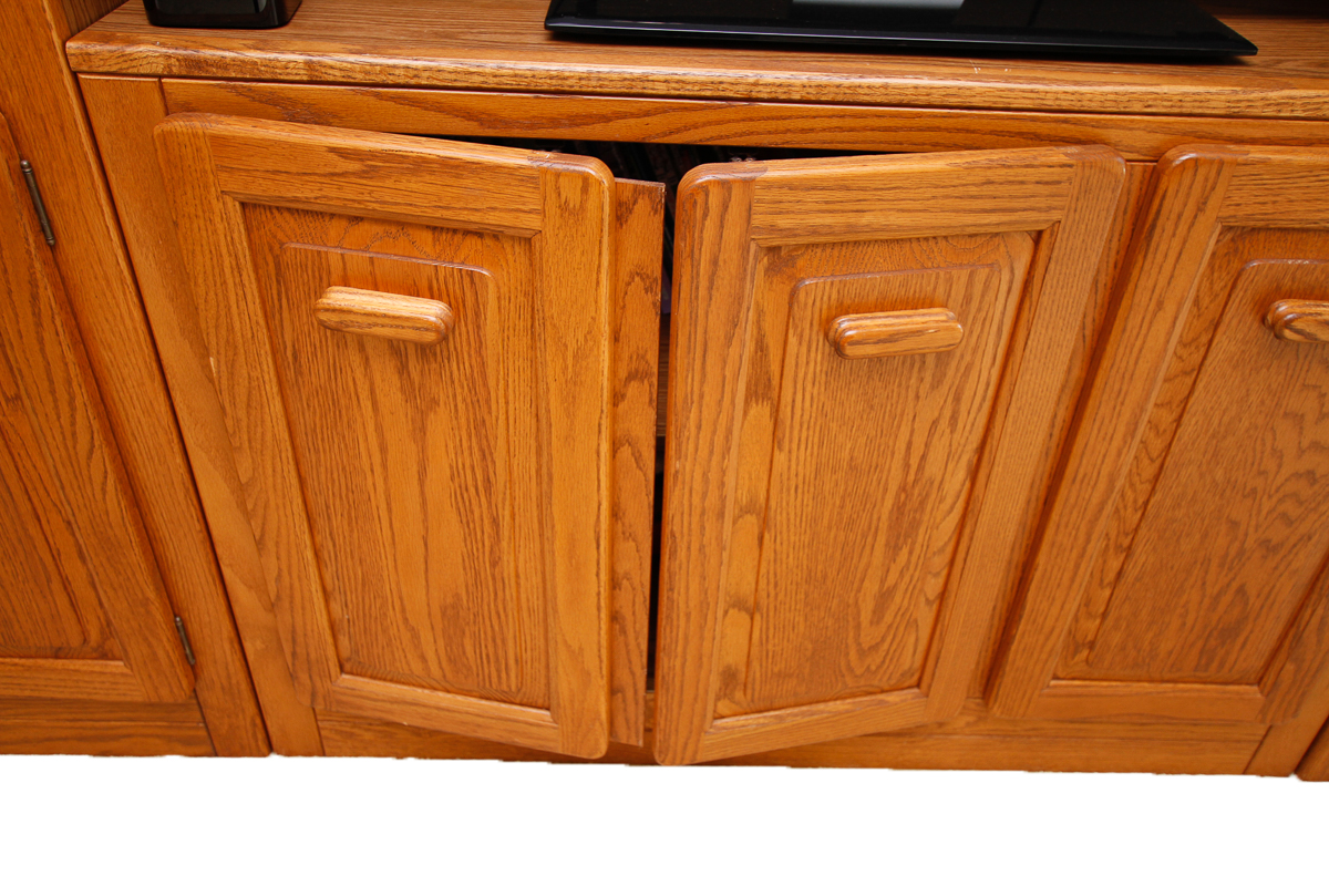 Oak-Finished Entertainment Center