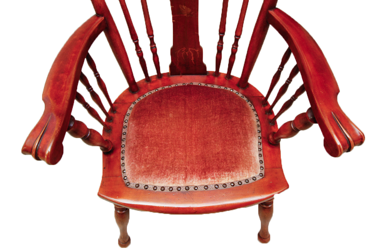 Early 20th Century Spindle-Back Armchair With Marquetry Splat