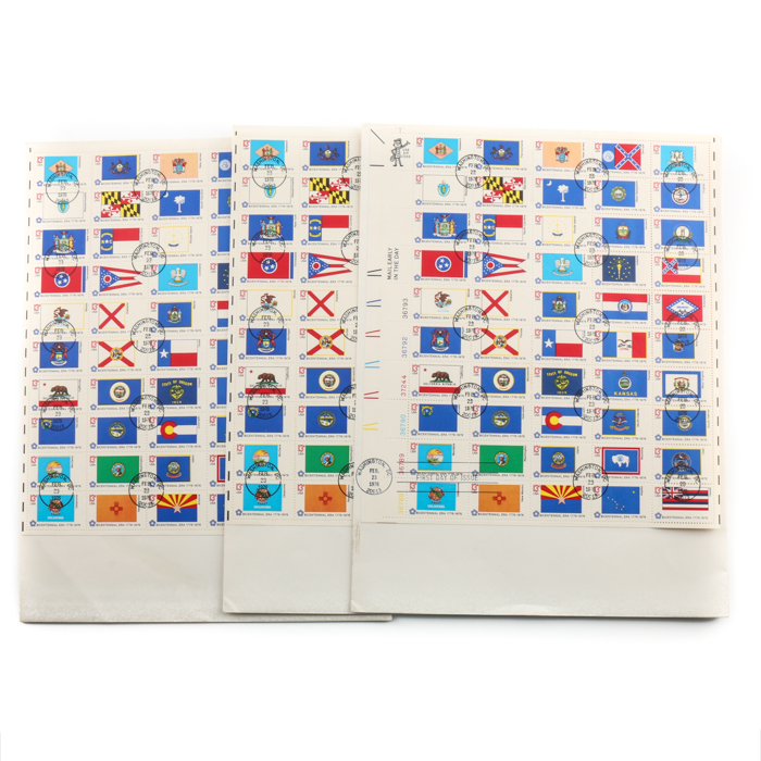 Cancelled 1976 Bicentennial State Flag Stamps