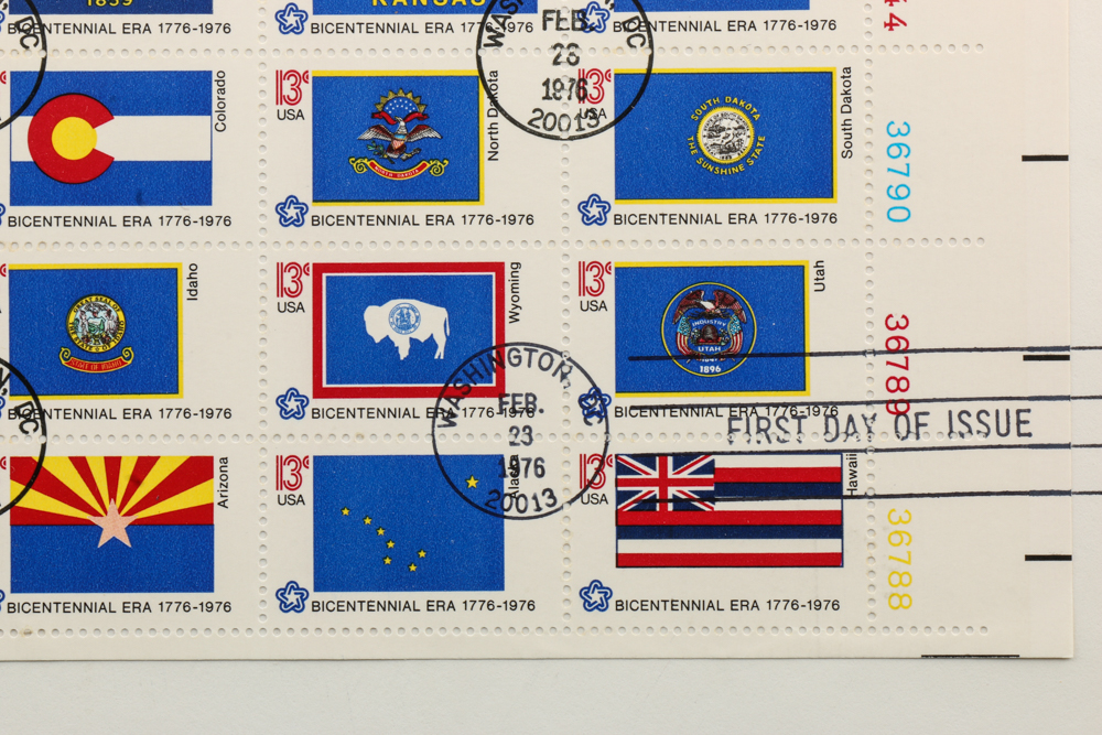 Cancelled 1976 Bicentennial State Flag Stamps