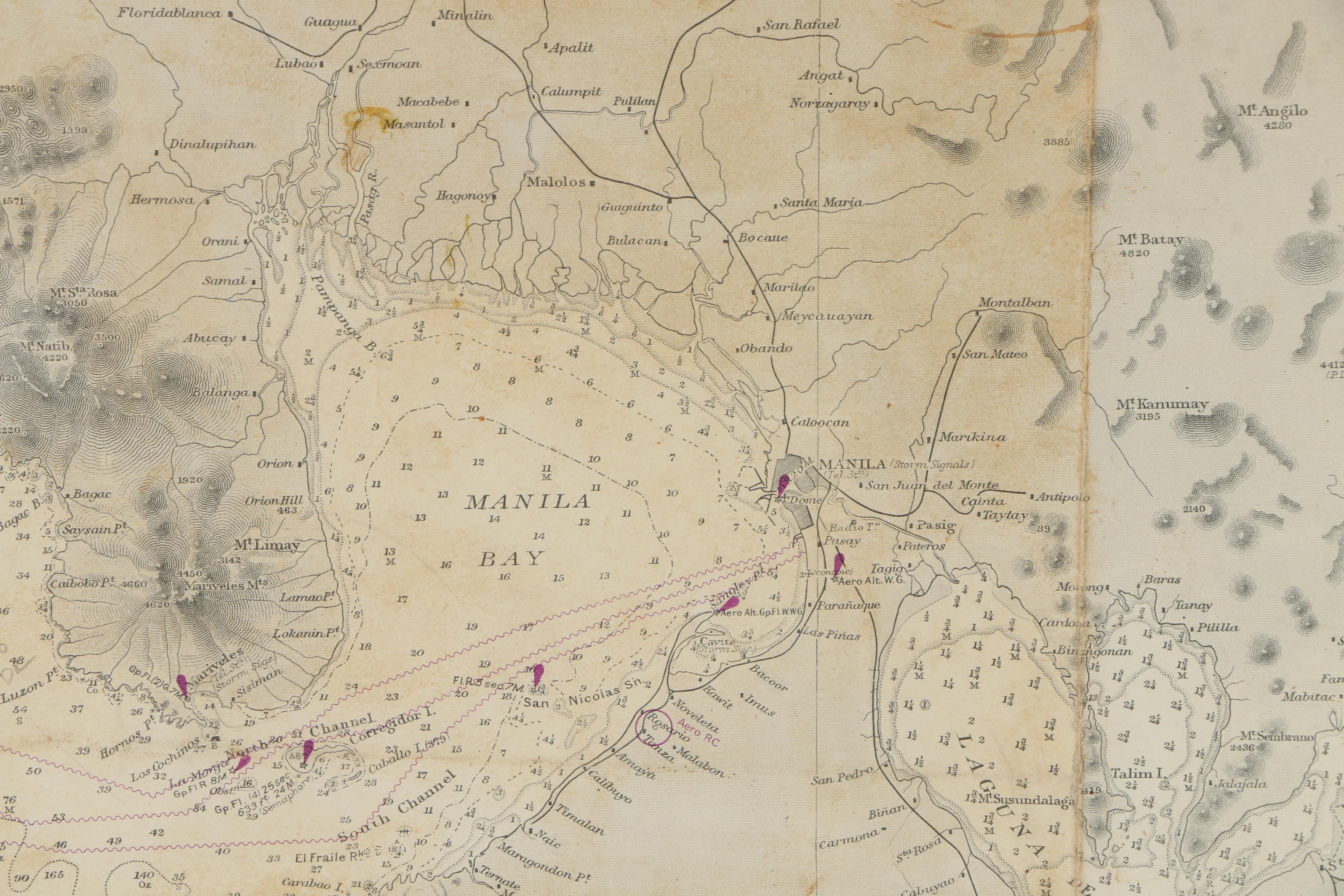 Vintage Lithograph Map of Luzon in The Philippines